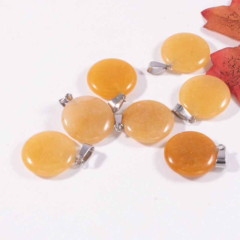 Slouchy Natural Stone Round Fashion Wafer Pendants