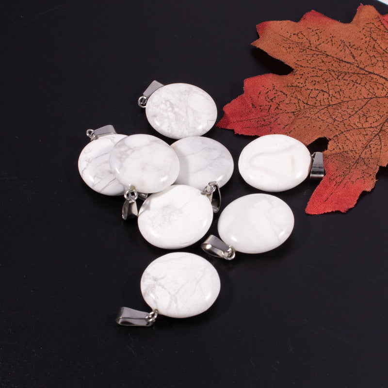 Slouchy Natural Stone Round Fashion Wafer Pendants