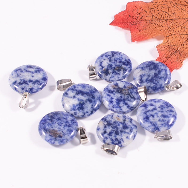 Slouchy Natural Stone Round Fashion Wafer Pendants