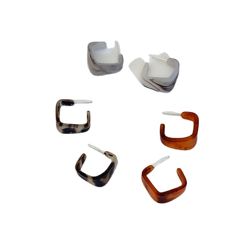 Women's Style Retro Aloofness Simple Amber Ear Temperament Wild Acrylic Sier Rings