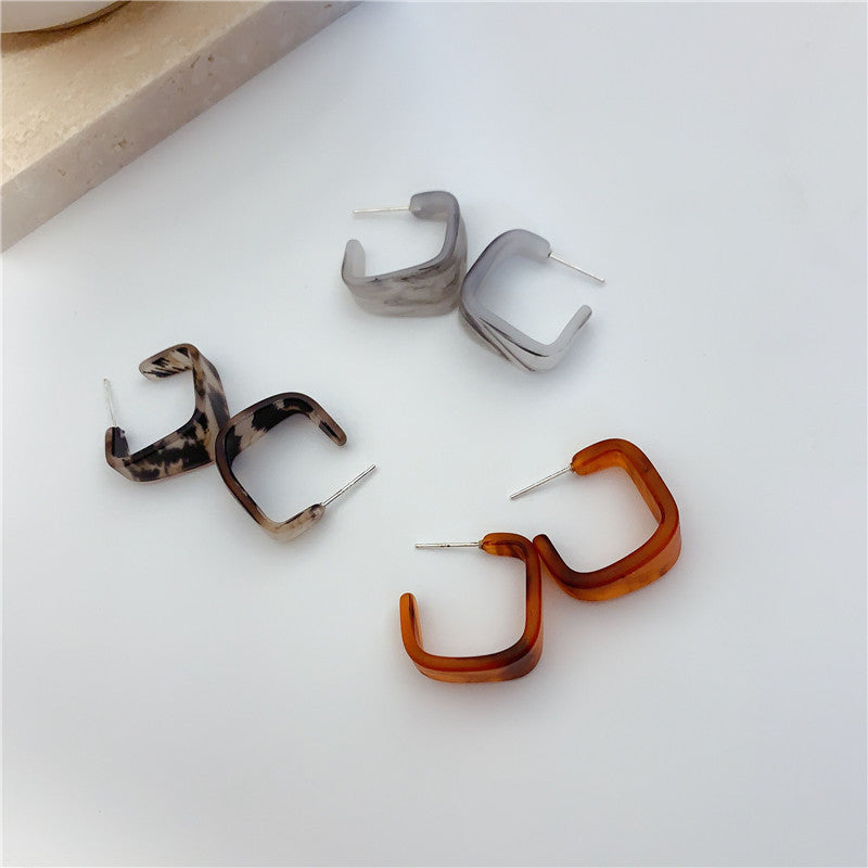 Women's Style Retro Aloofness Simple Amber Ear Temperament Wild Acrylic Sier Rings
