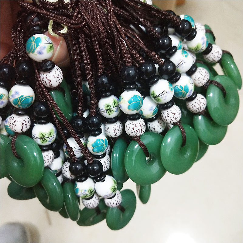 Comb Dark Green Peace Buckle Mobile Pendants