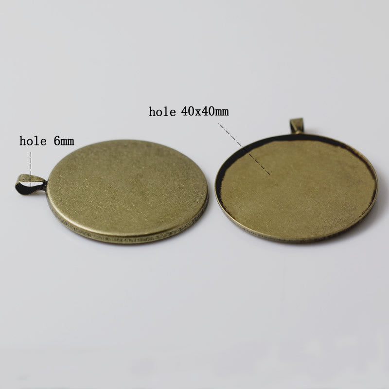 Round Simple Electroplating Time Stone Empty Pendant