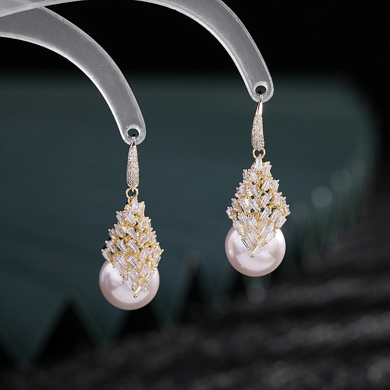 Zircon Fashion Temperament Water Drop Ear Hook Personality Earrings
