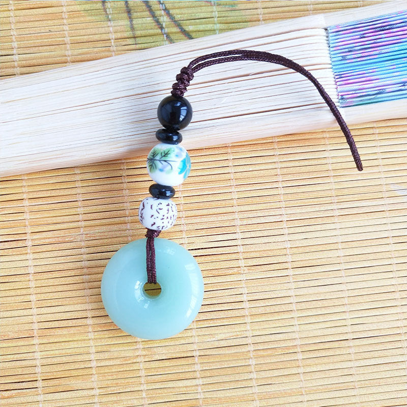 Comb Dark Green Peace Buckle Mobile Pendants