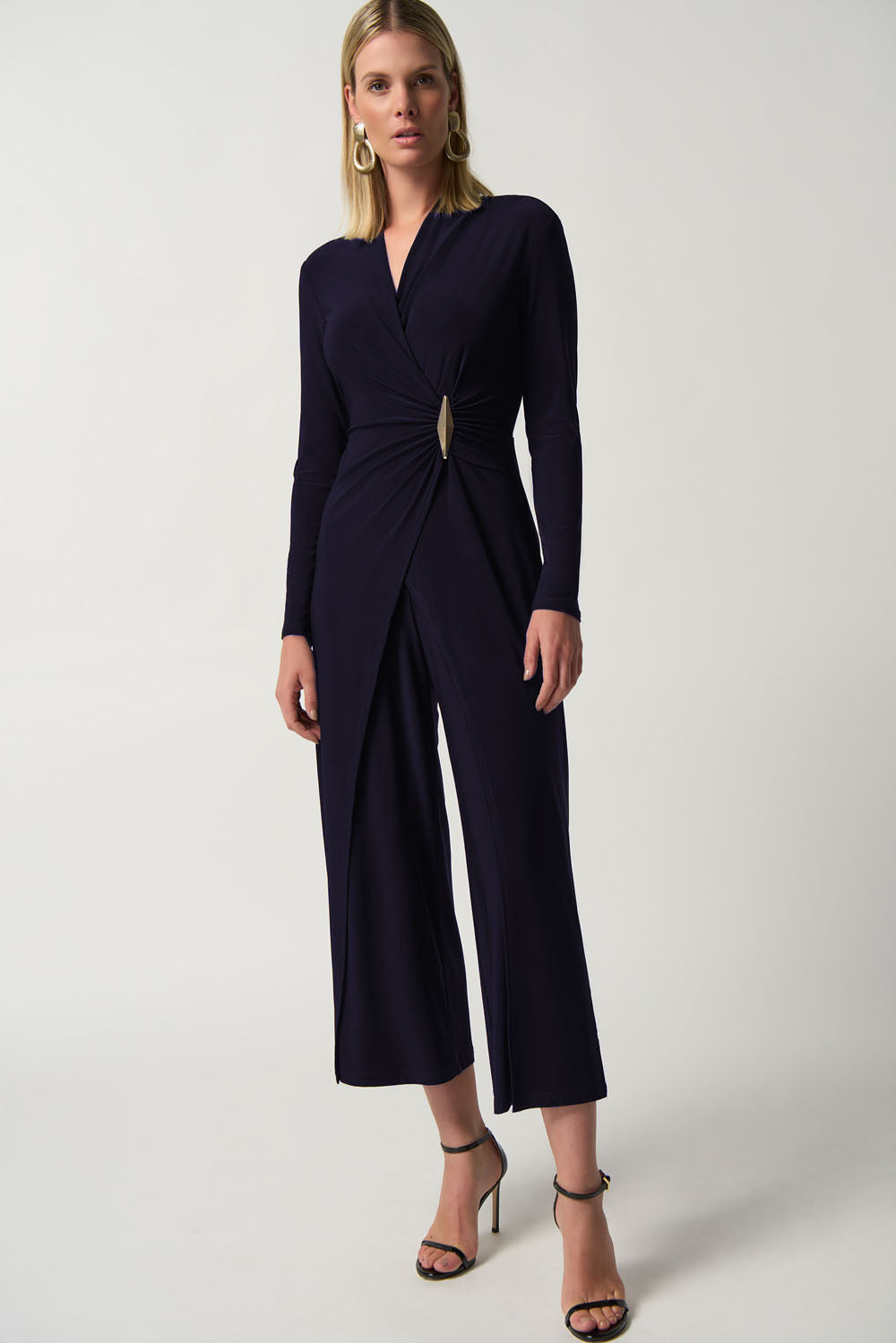 Joseph Ribkoff Midnight Blue Wrap Culotte Jumpsuit Style 233097