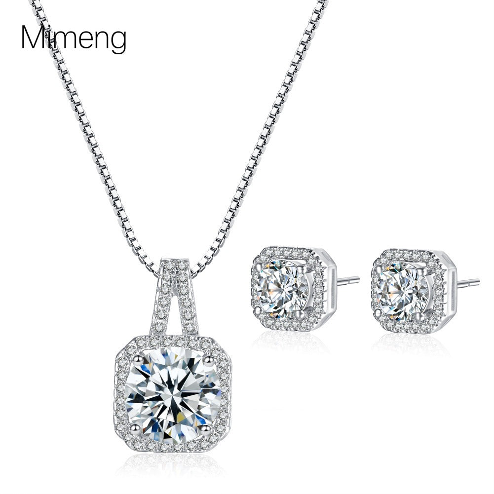 Women's Square Zircon Simple Stylish Personality For Jewelry Set