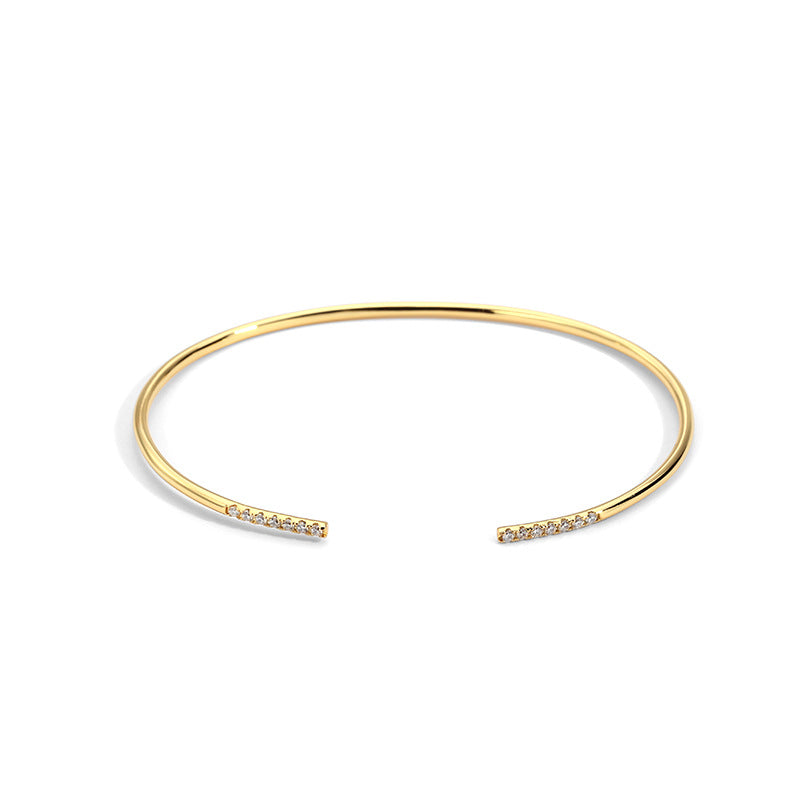 Opening Zircon Female Gold-plated Diamond Thin Bracelet