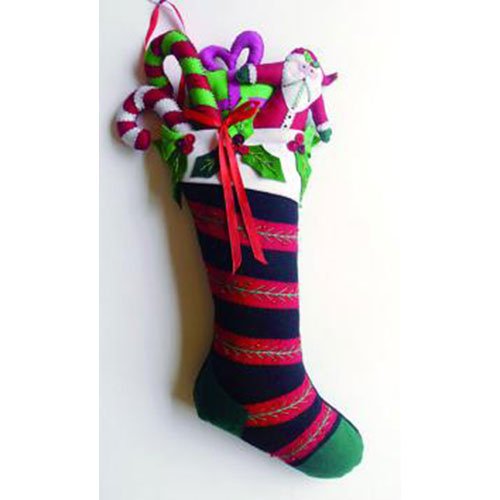 25" Black Stocking w/Santa & Gifts Decor by Quirks! at Shirley Shoppe