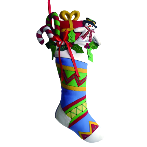 25" Felted Wool Stocking w/Snowman & Gifts Wall Decor by Quirks! at Shirley Shoppe