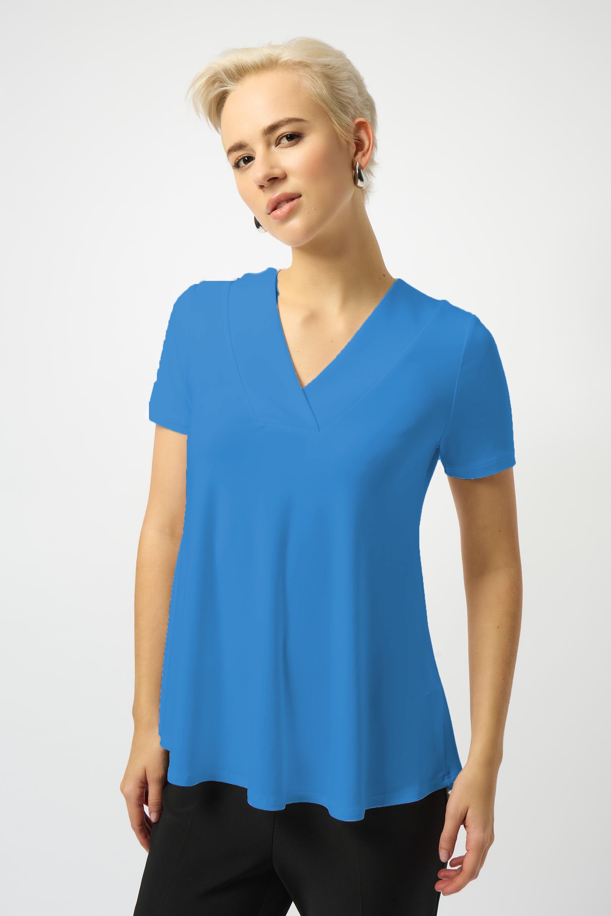 Joseph Ribkoff Flared Short Sleeve V-Neck Top Style 251125