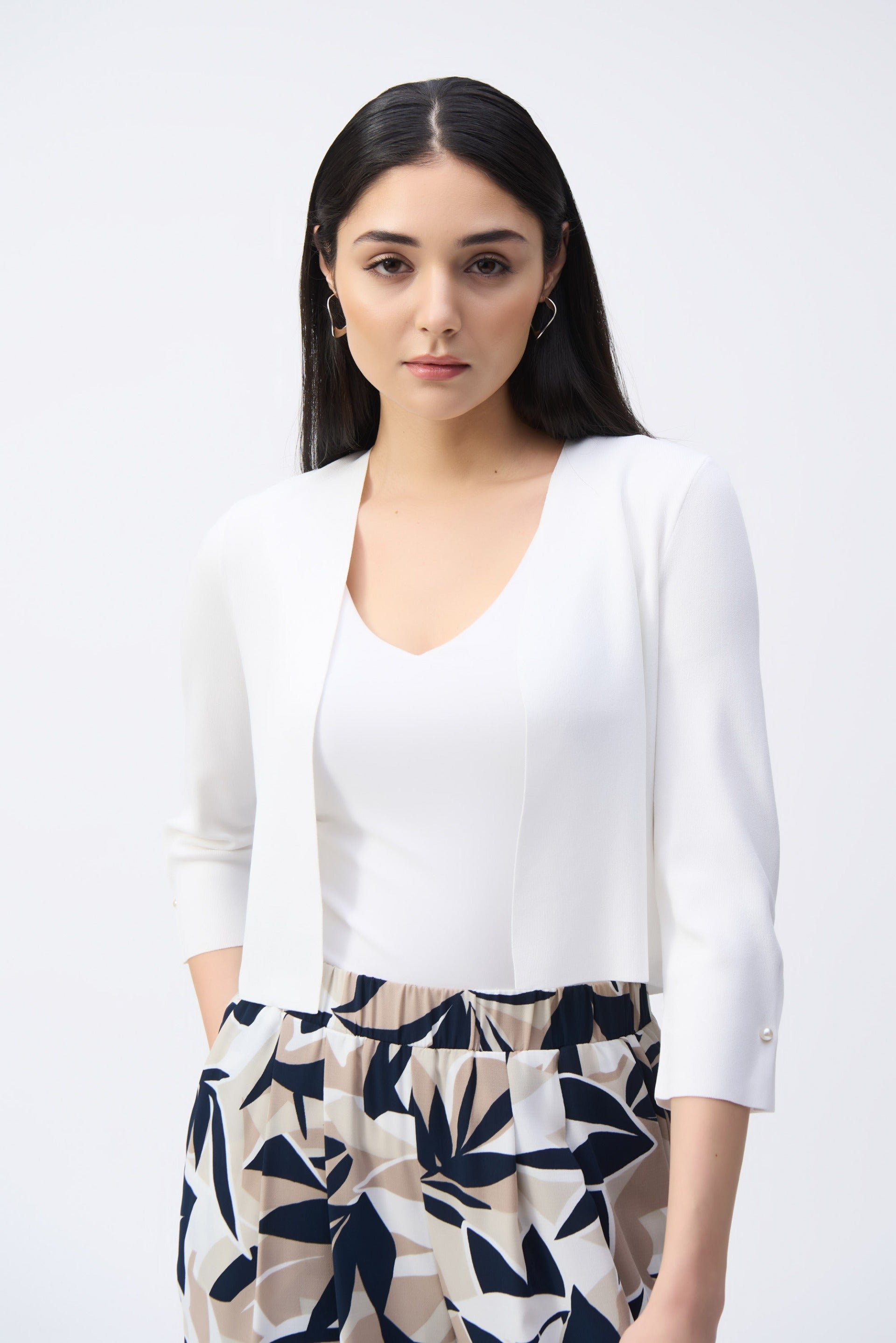 Joseph Ribkoff Cropped Cover-Up with Pearl Ornament Style 251900