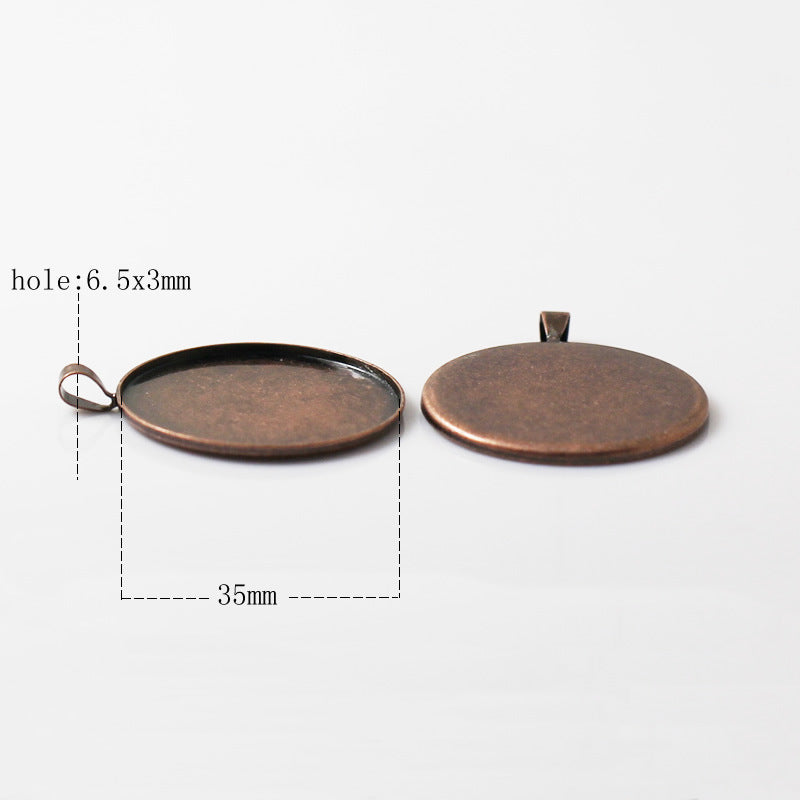 Round Simple Electroplating Time Stone Empty Pendant
