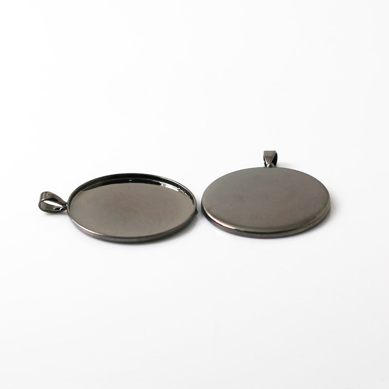 Round Simple Electroplating Time Stone Empty Pendant