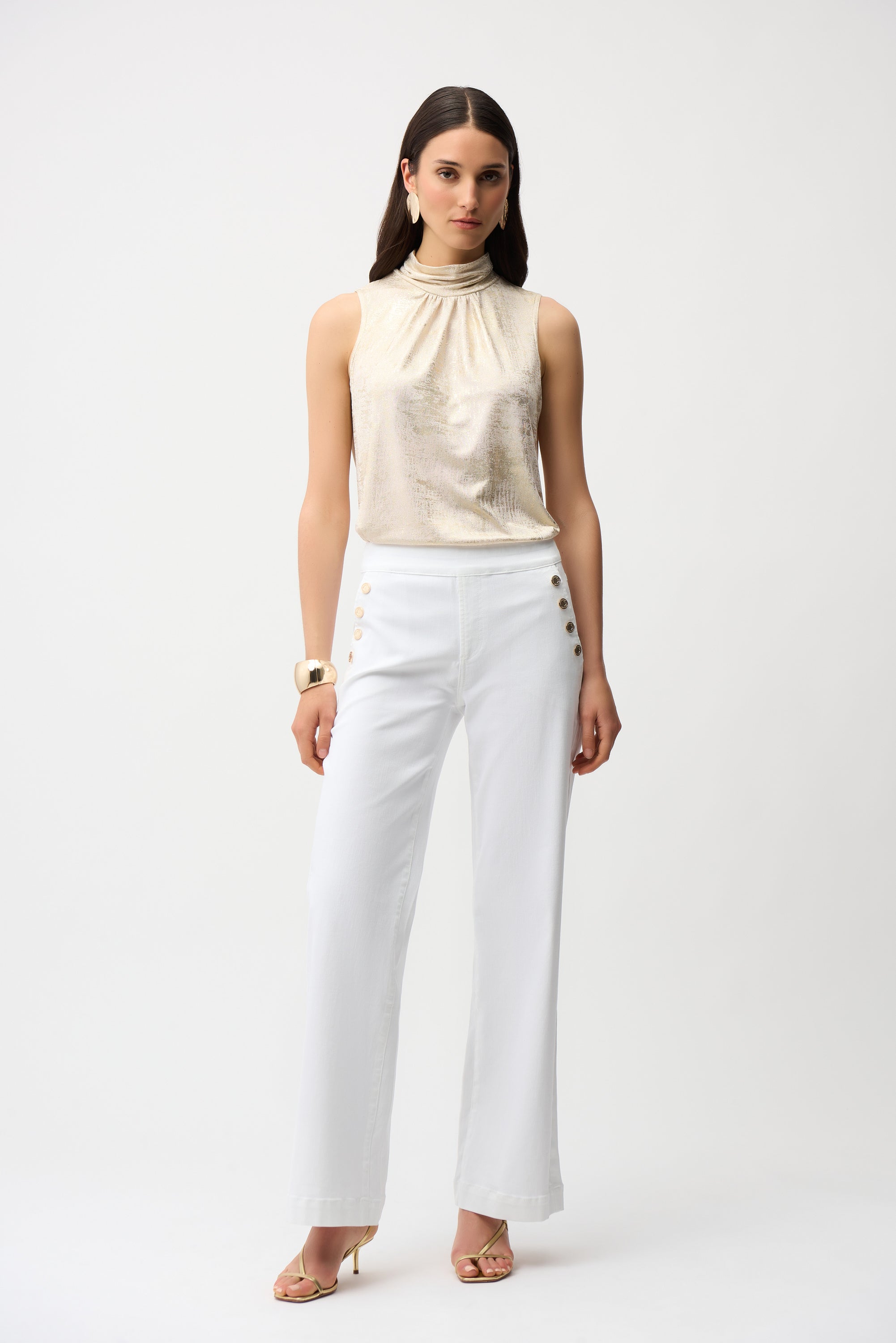 Joseph Ribkoff Foiled Knit Straight Sleeveless Top Style 261008