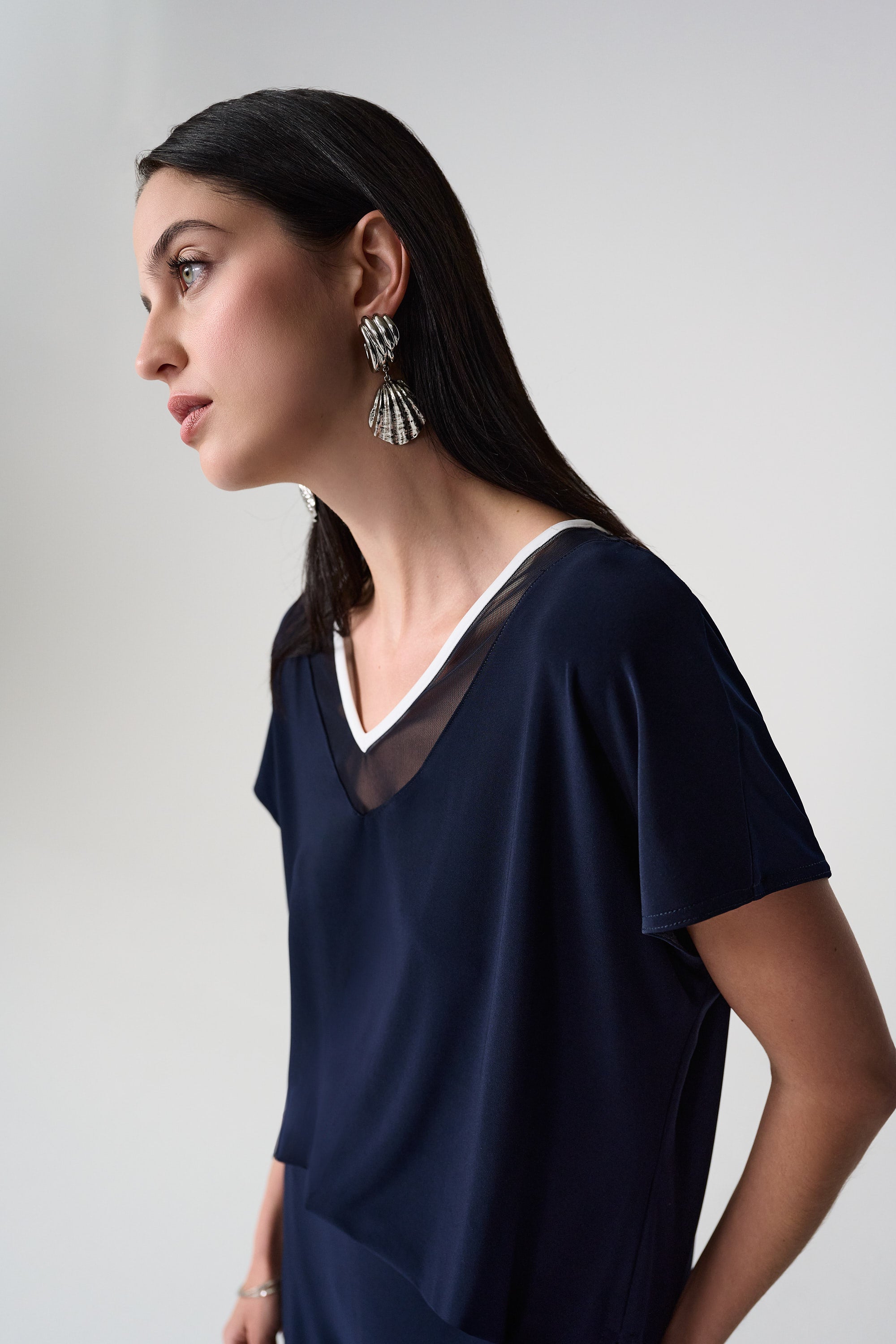 Joseph Ribkoff Color Block Wide Leg Culotte Jumpsuit Style 261012