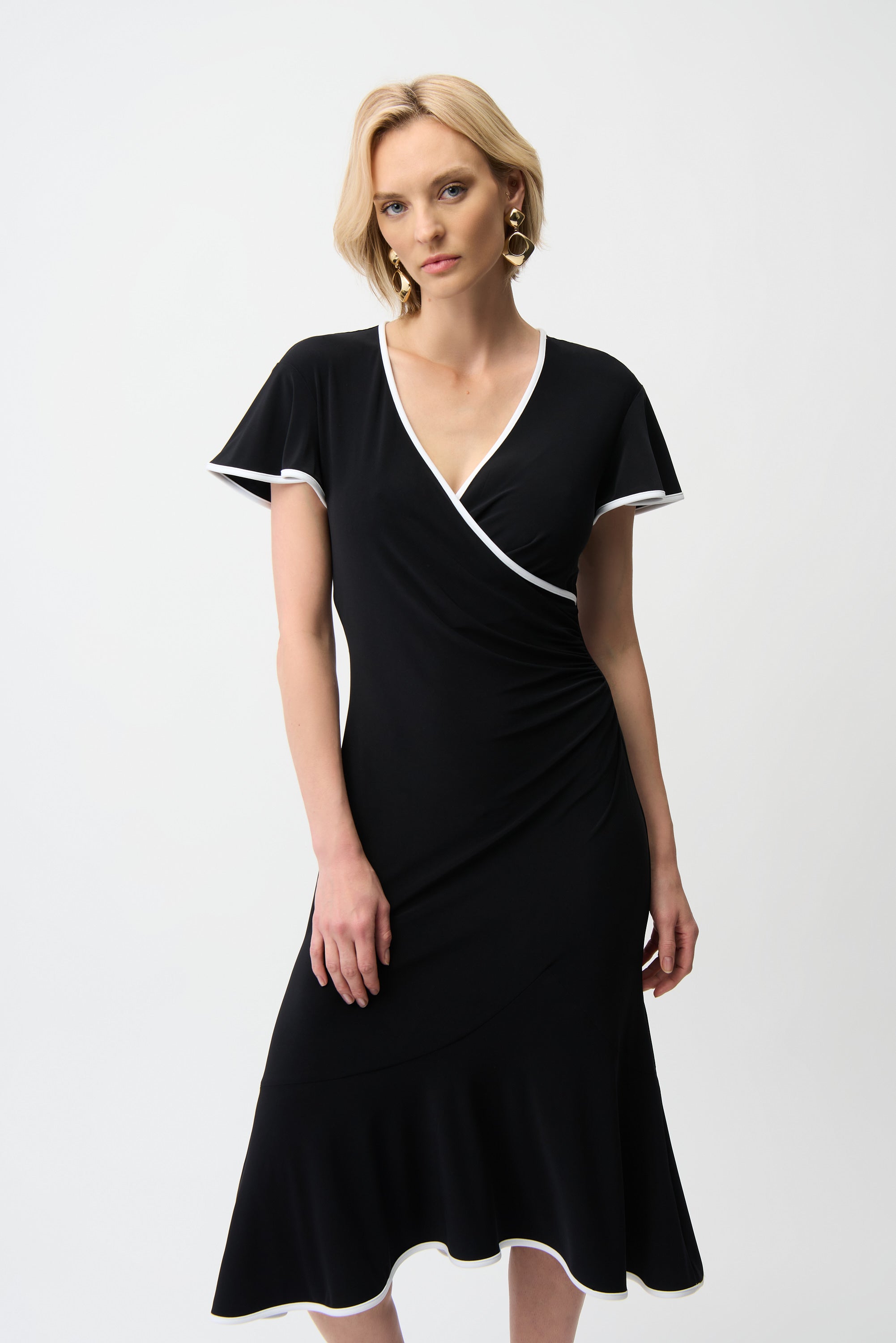 Joseph Ribkoff Wrap Dress With Contrast Trim Style 261013