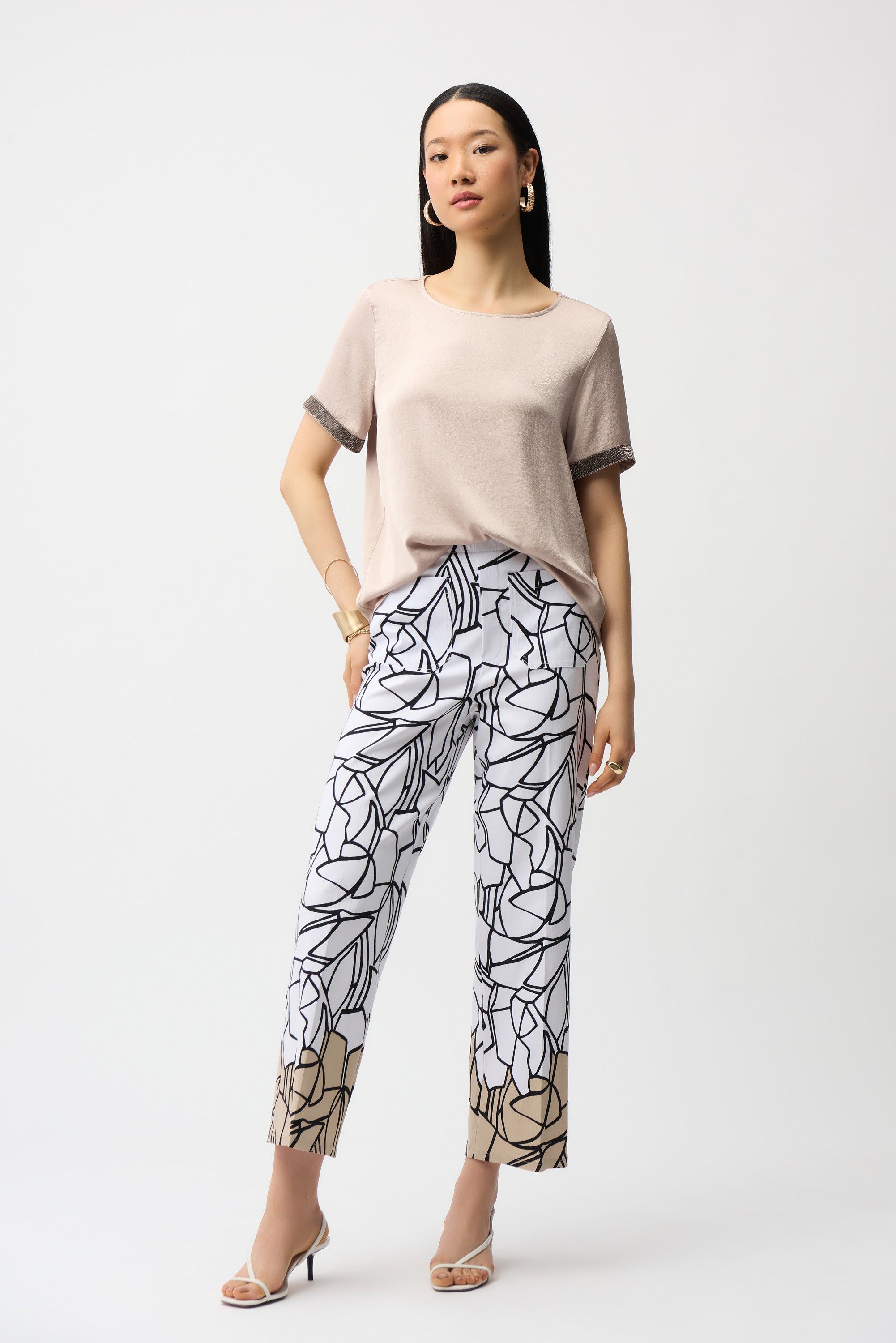 Joseph Ribkoff Millennium Abstract Print Wide Leg Pull-On Pants Style 261026