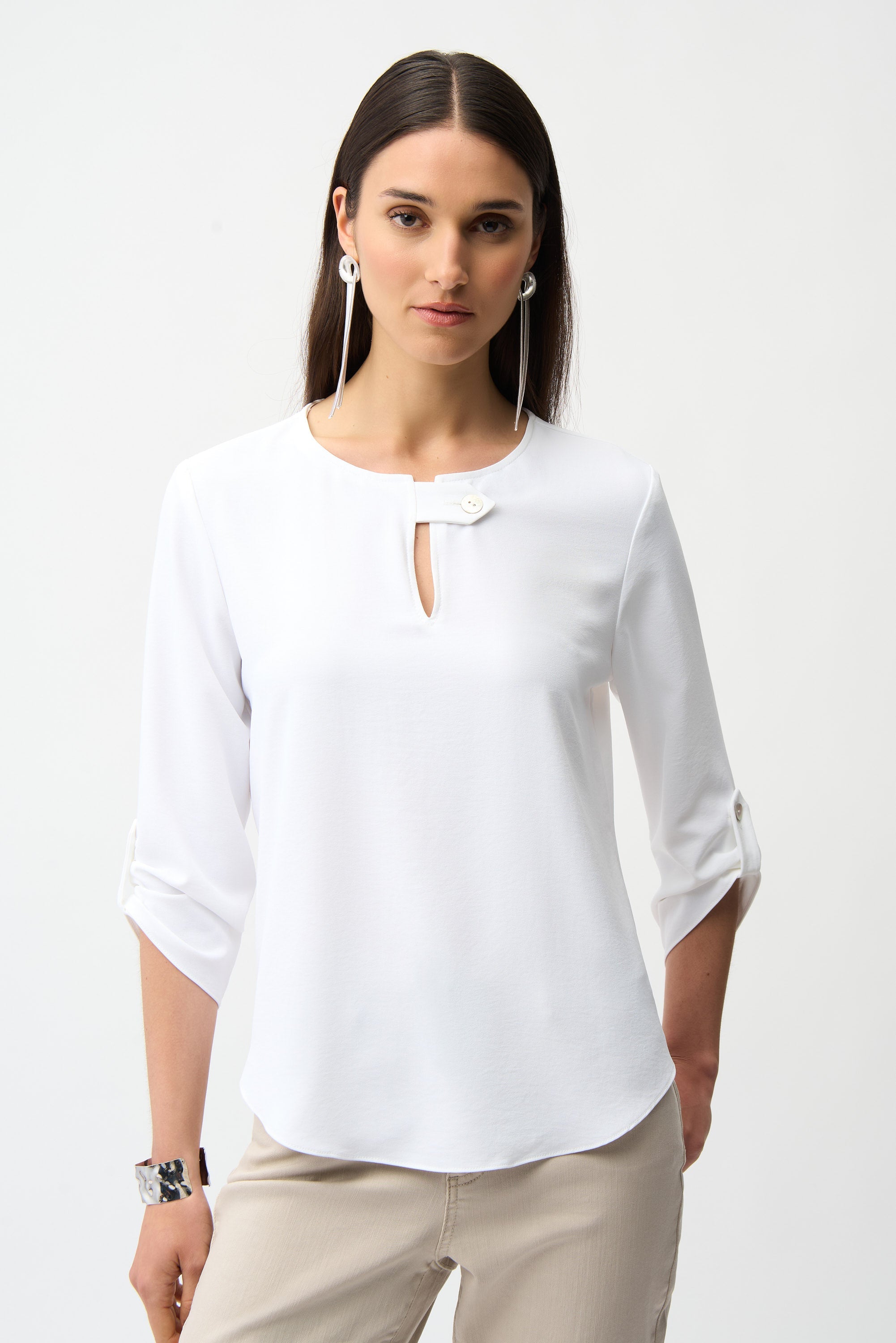 Joseph Ribkoff Boxy Top With Keyhole Neckline Style 261036