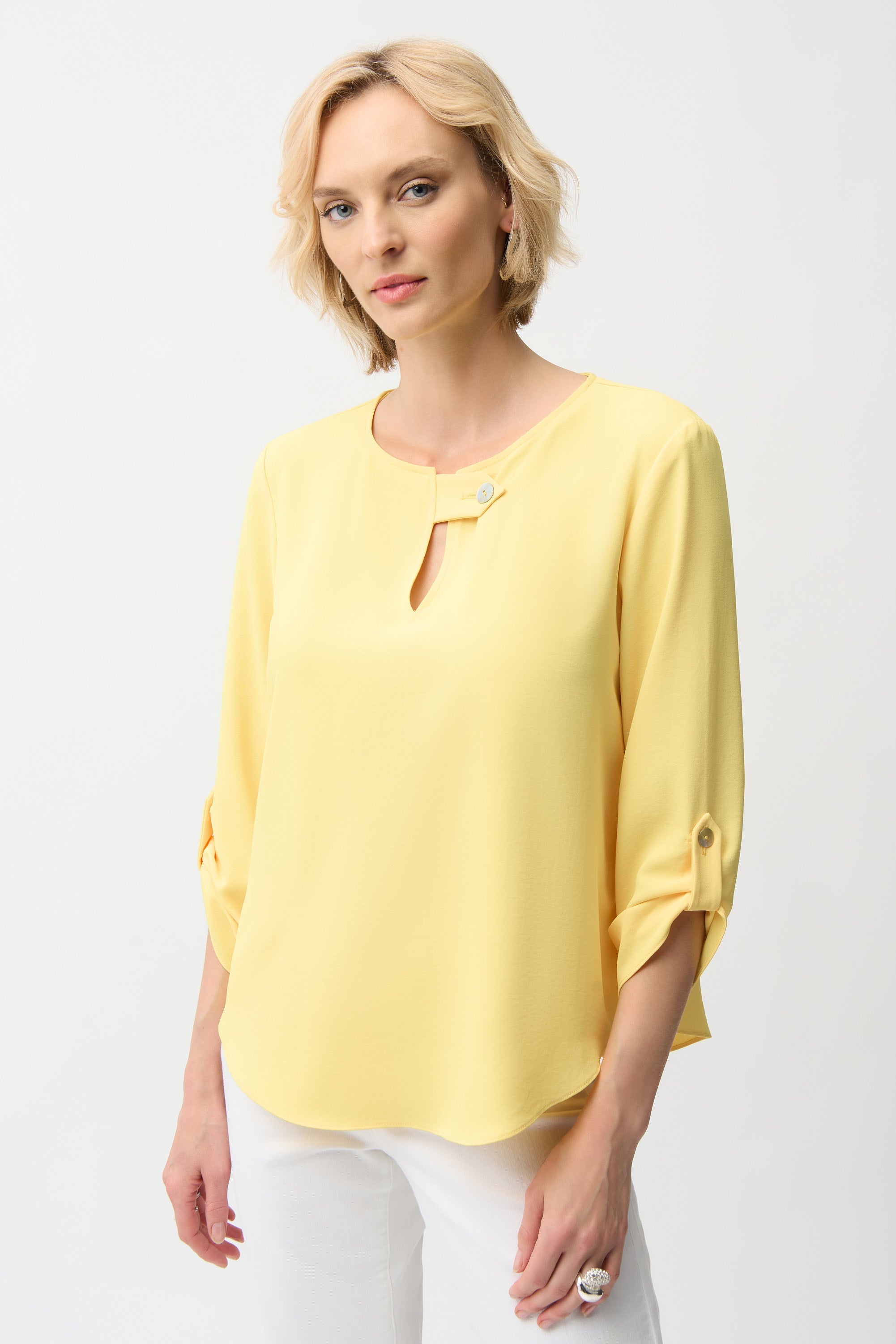 Joseph Ribkoff Boxy Top With Keyhole Neckline Style 261036