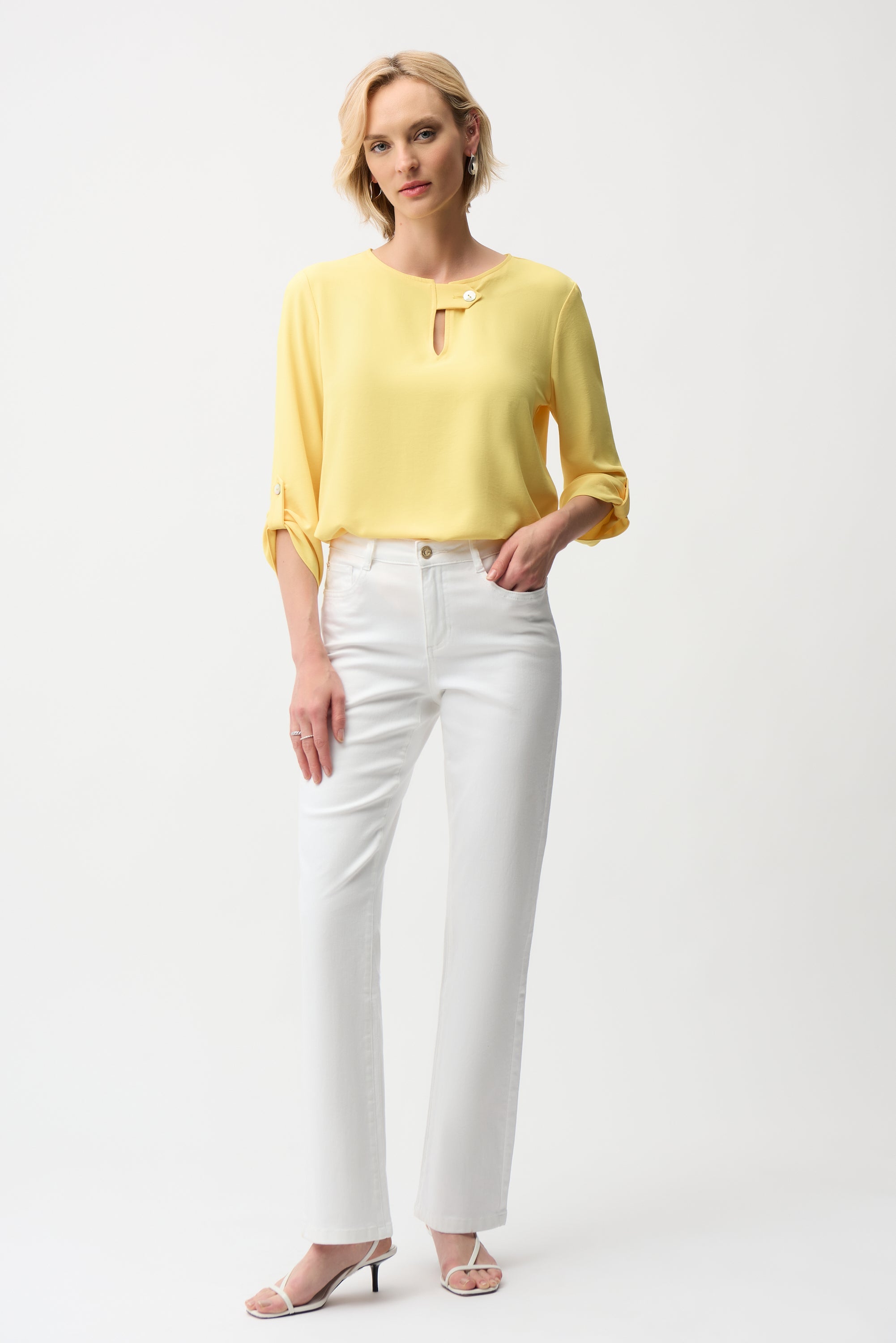 Joseph Ribkoff Boxy Top With Keyhole Neckline Style 261036