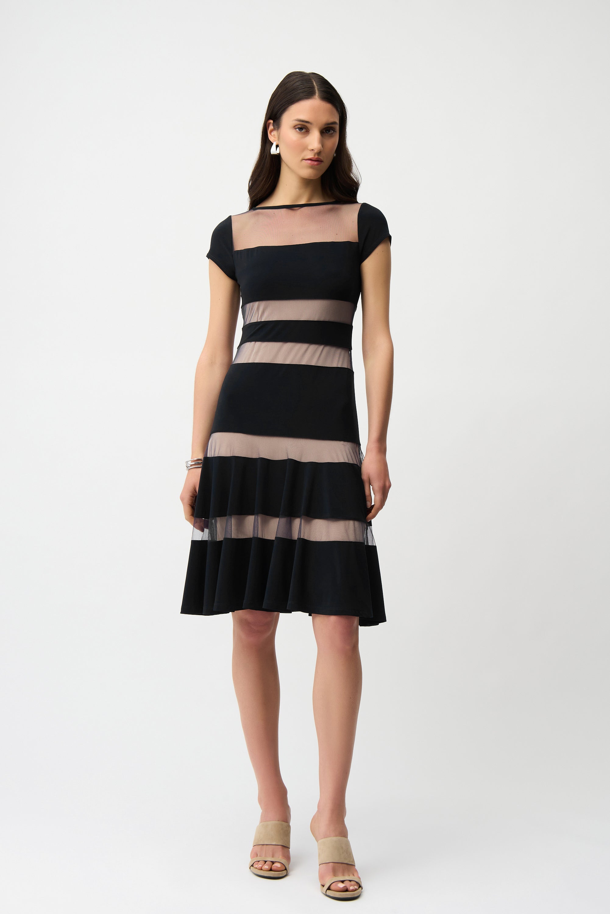 Joseph Ribkoff Fit and Flare Dress With Mesh Inserts Style 261050