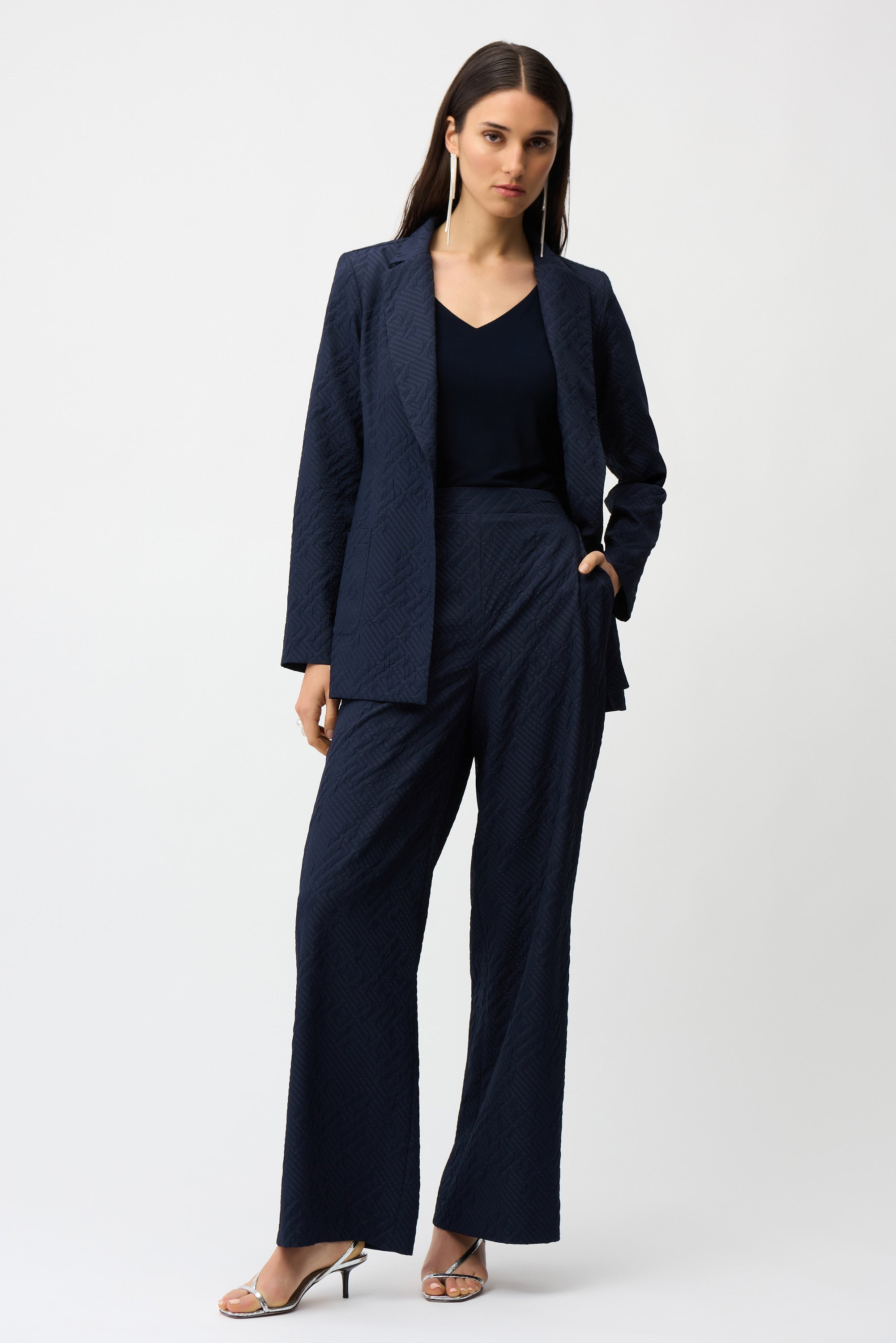 Joseph Ribkoff Geometrical Texture Wide Leg Pull-On Pants Style 261056