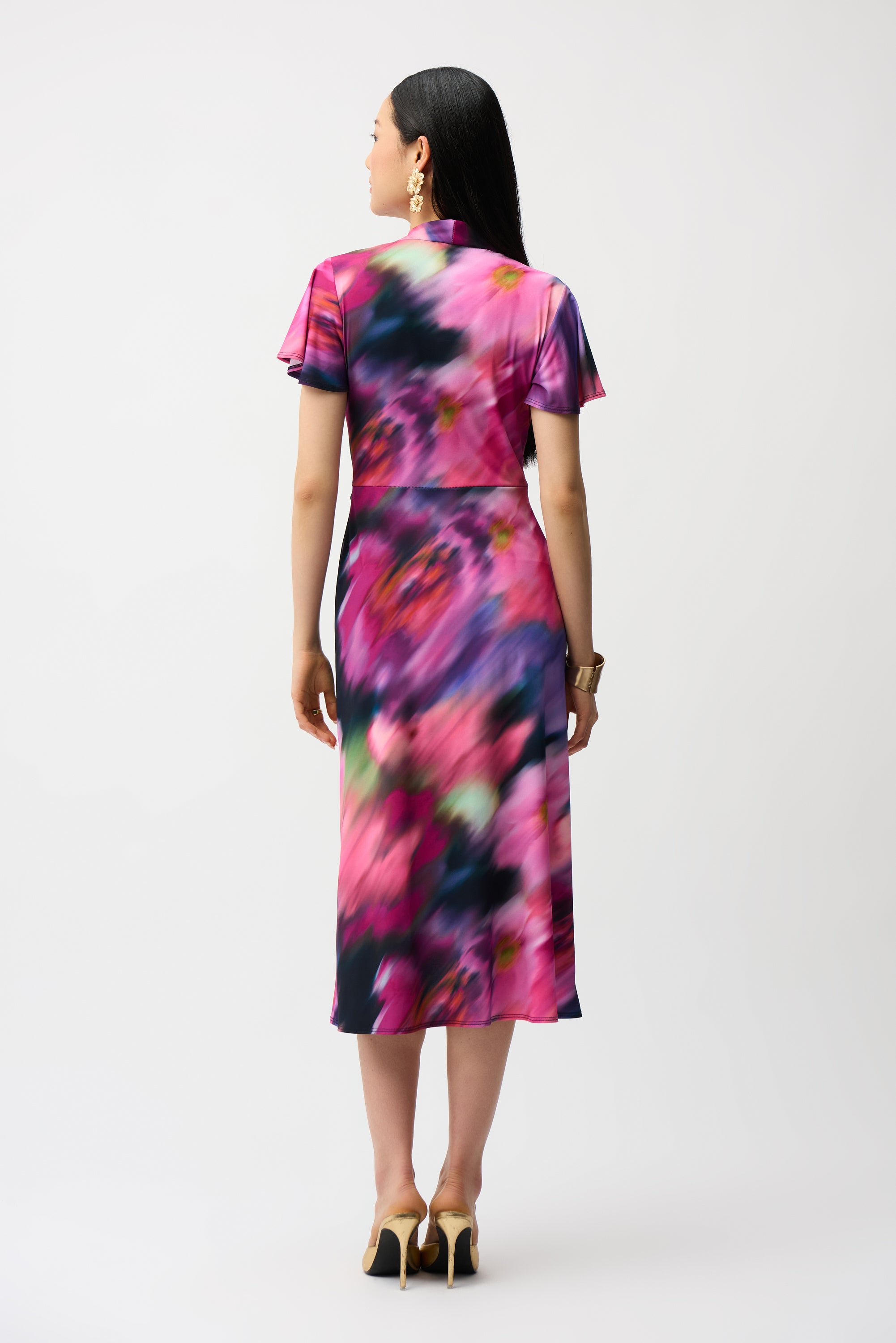 Joseph Ribkoff Floral Print High-Low Wrap Dress Style 261060