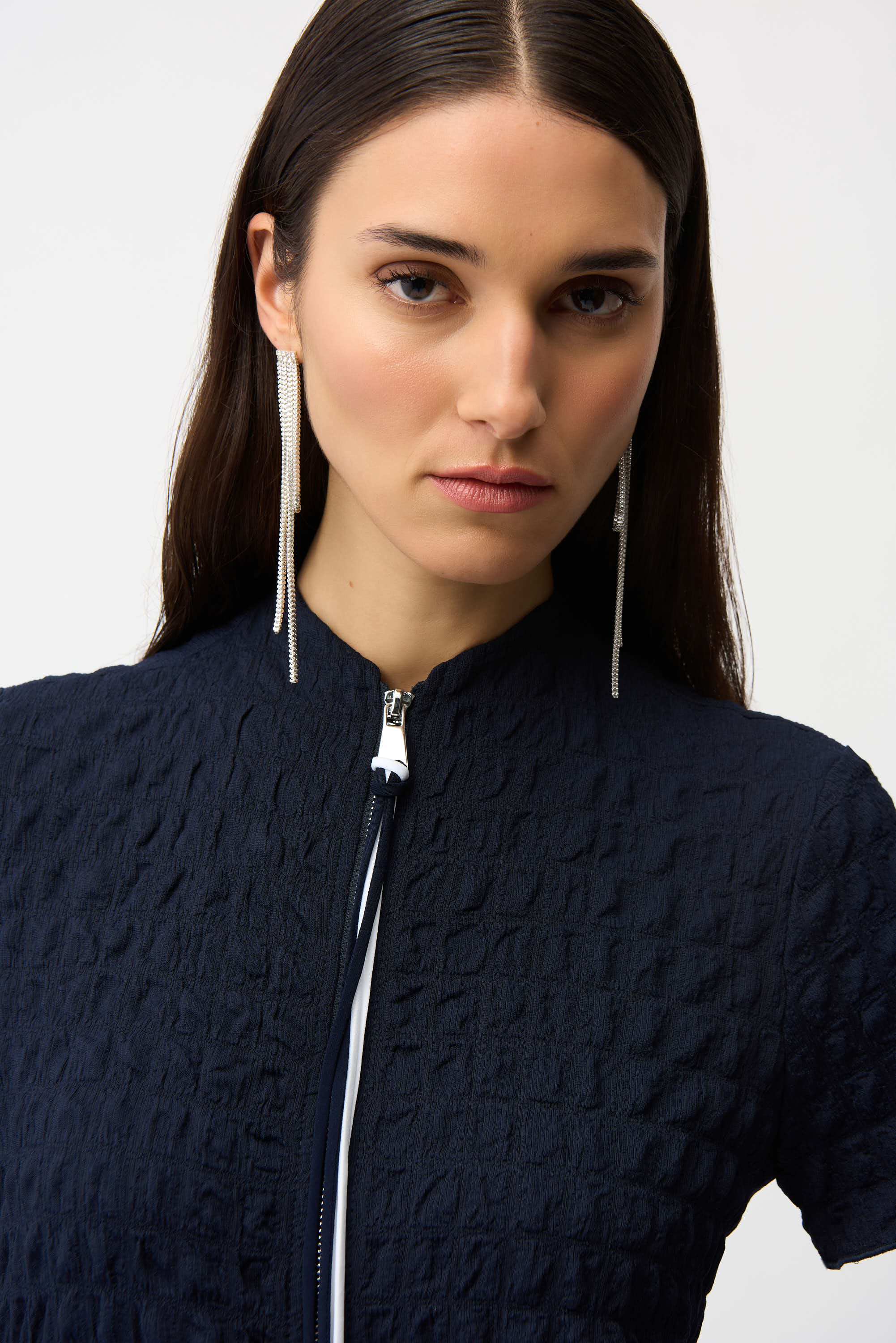 Joseph Ribkoff Textured Cocoon Dress With Front Zipper Style 261064