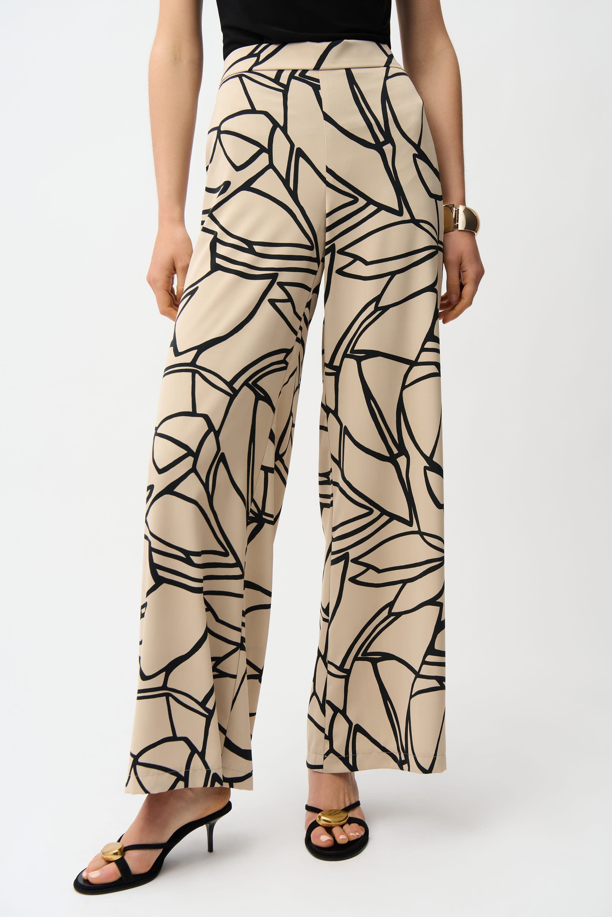Joseph Ribkoff Woven Abstract Print Wide Leg Pull-On Pants Style 261126