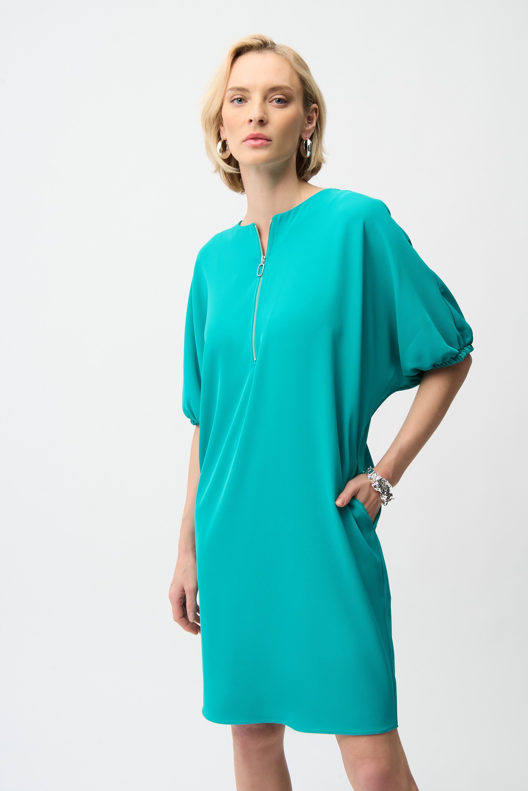 Joseph Ribkoff Cocoon Dress With Zipper Neckline Style 261132