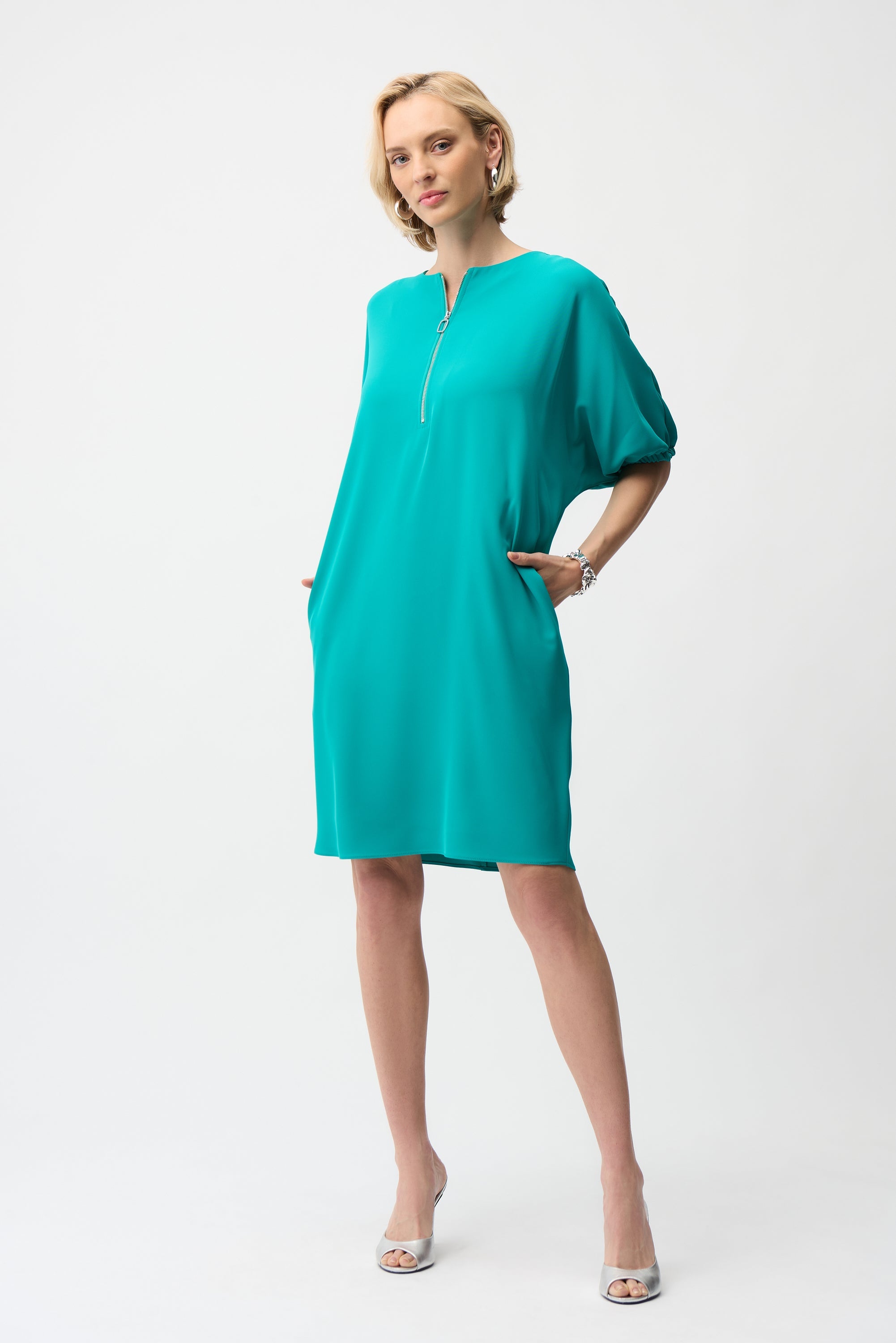 Joseph Ribkoff Cocoon Dress With Zipper Neckline Style 261132