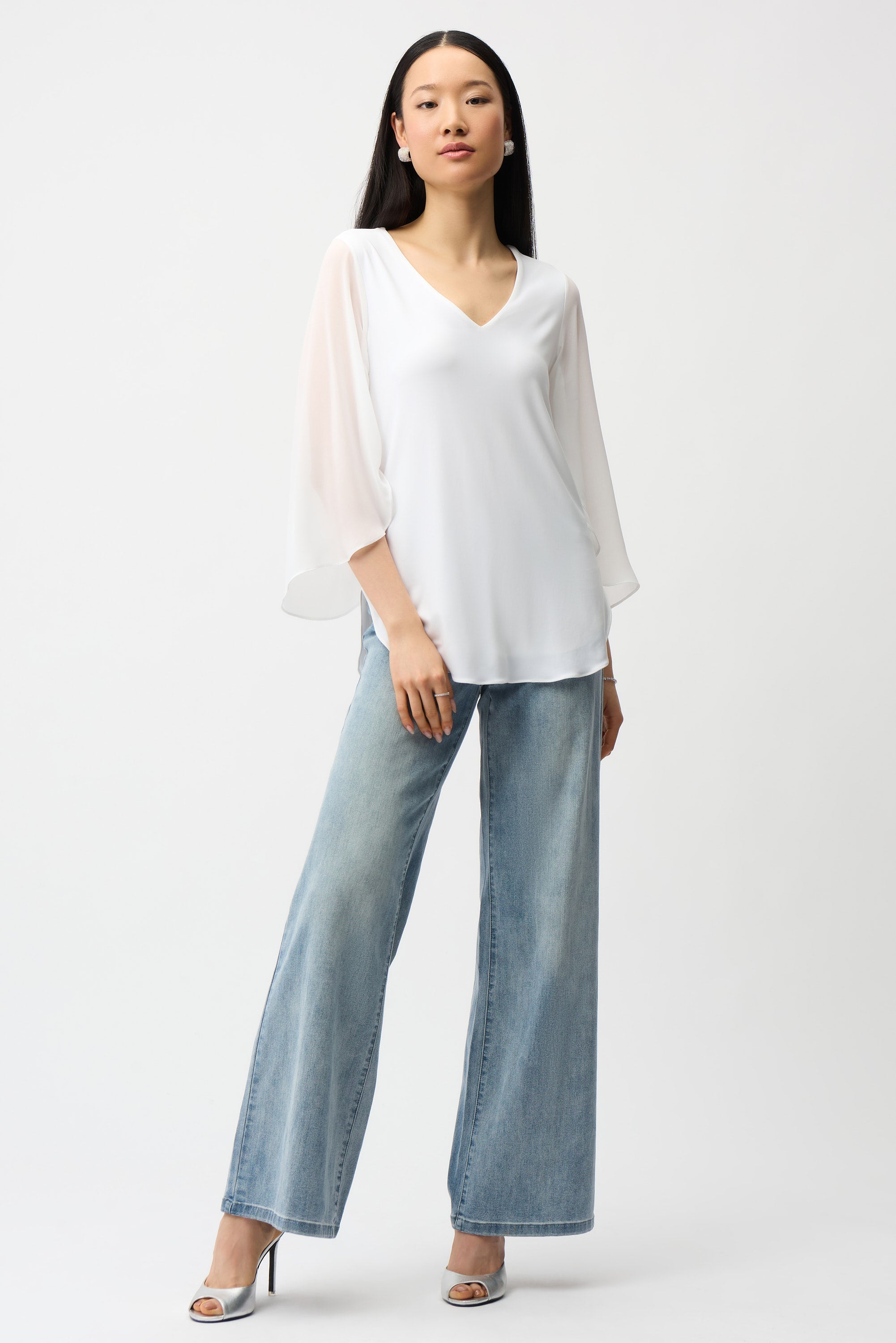 Joseph Ribkoff Straight Tunic With Chiffon Tulip Sleeves Style 261183