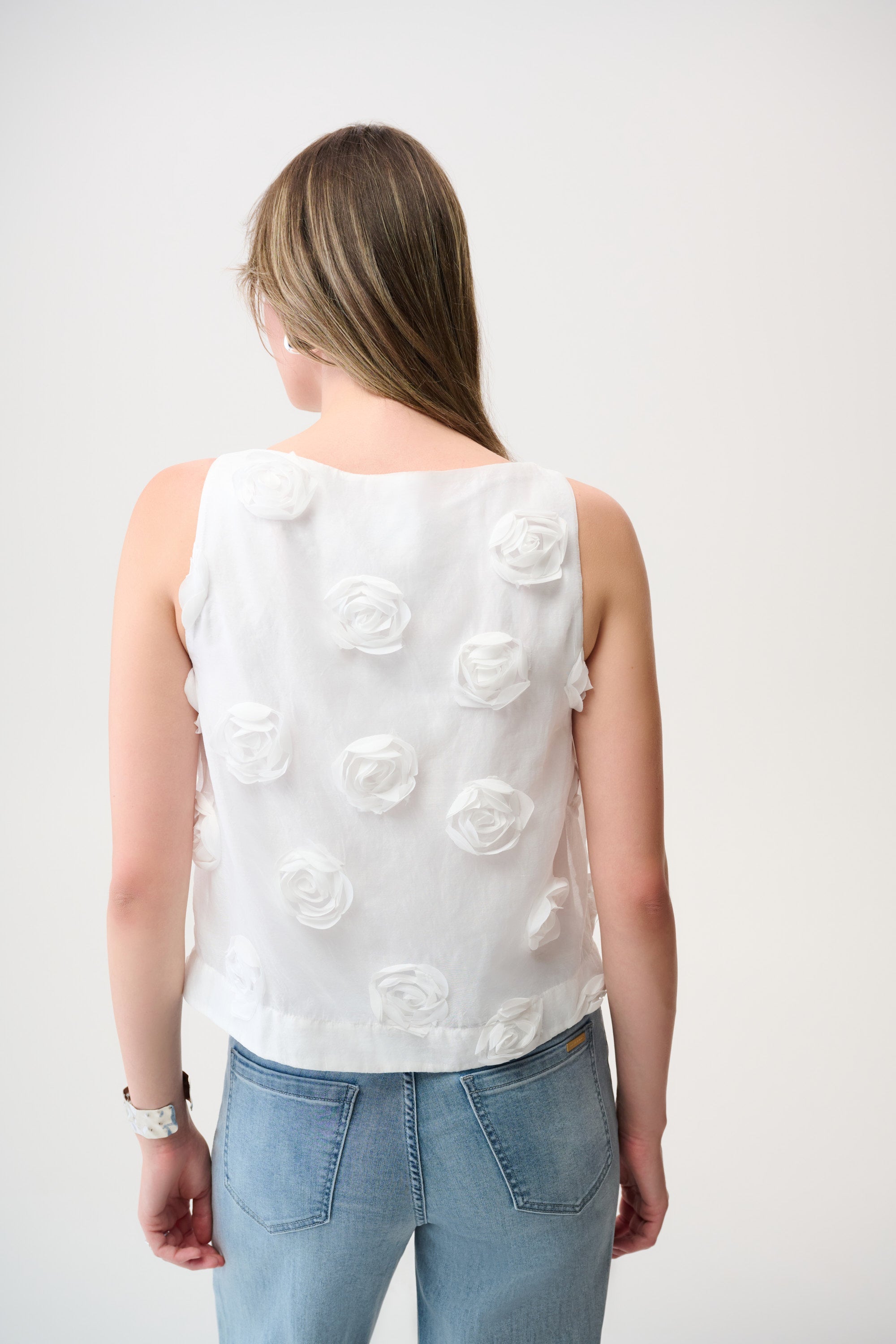 Joseph Ribkoff Sleeveless Top With 3D Floral Embroidery Style 261220