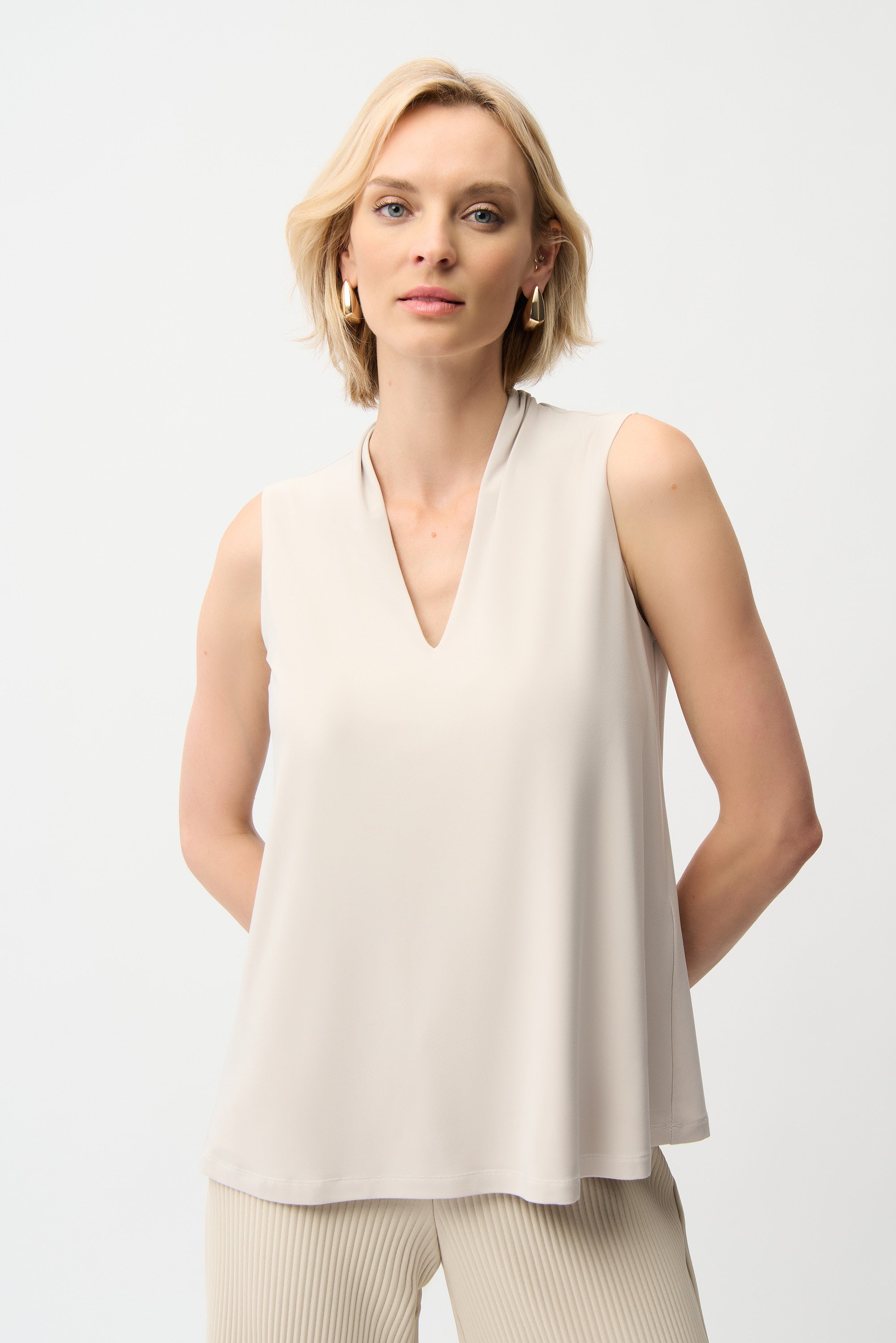 Joseph Ribkoff Sleeveless Trapeze Top With V-neckline Style 261229