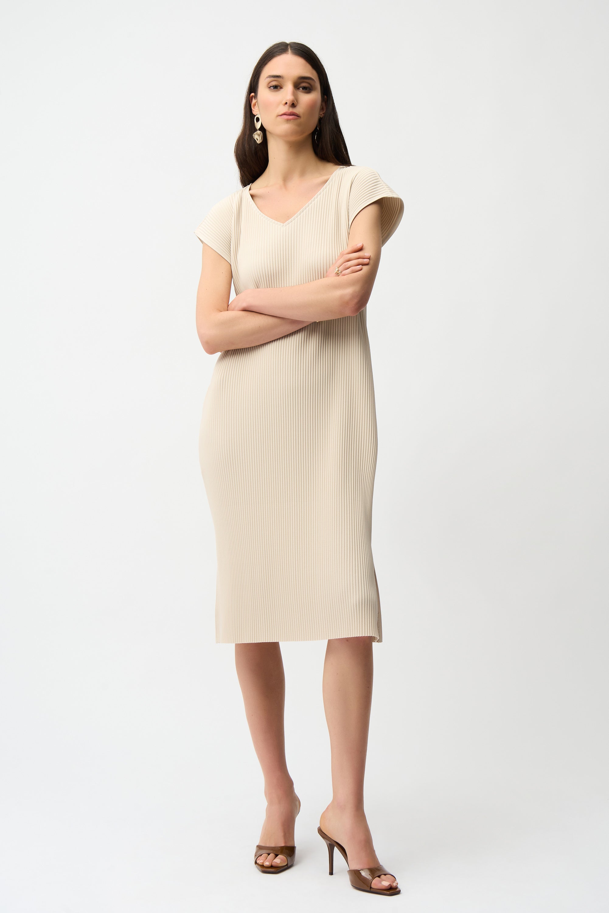 Joseph Ribkoff Pleated Straight Dress With Pockets Style 261252