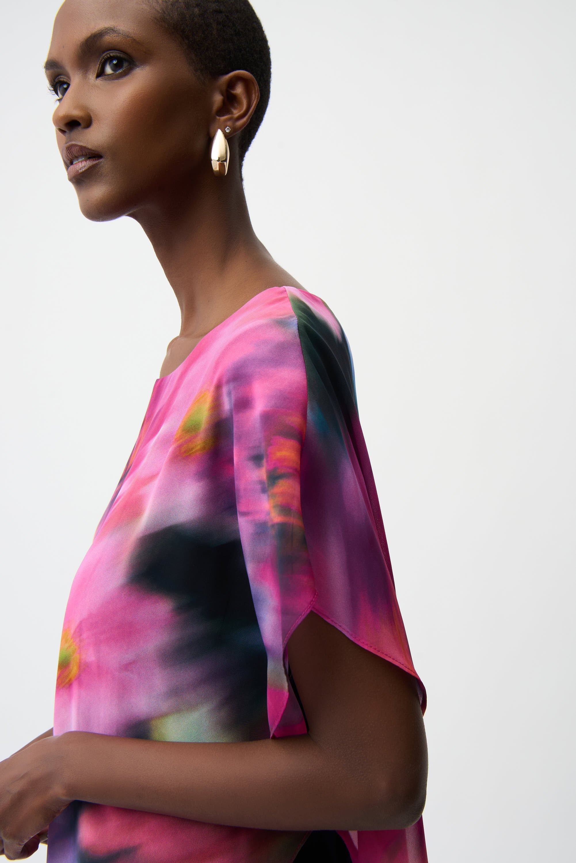 Joseph Ribkoff Floral Print Asymmetrical Layered Top Style 261281