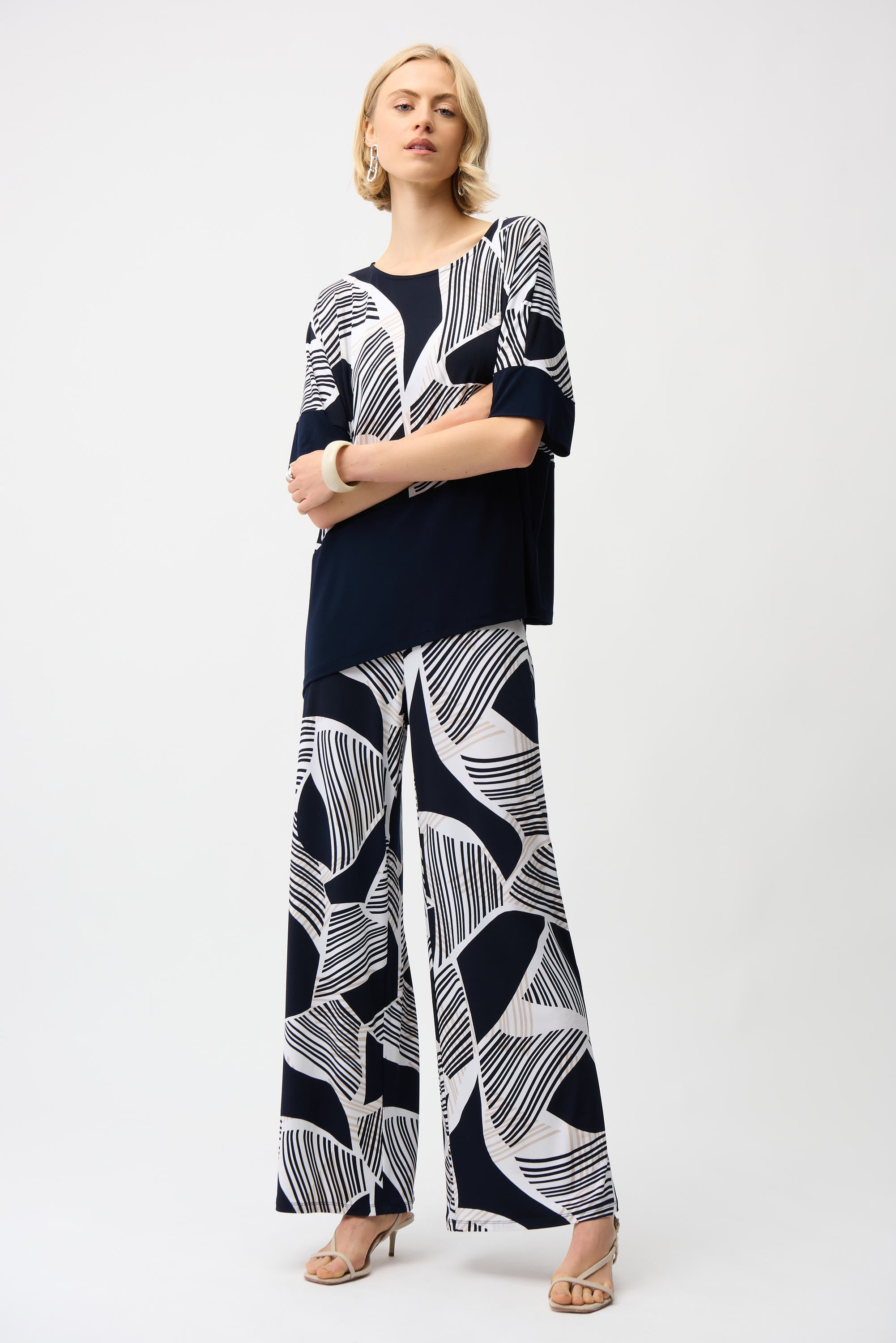 Joseph Ribkoff Geometric Print Asymmetrical Cocoon Top Style 261283