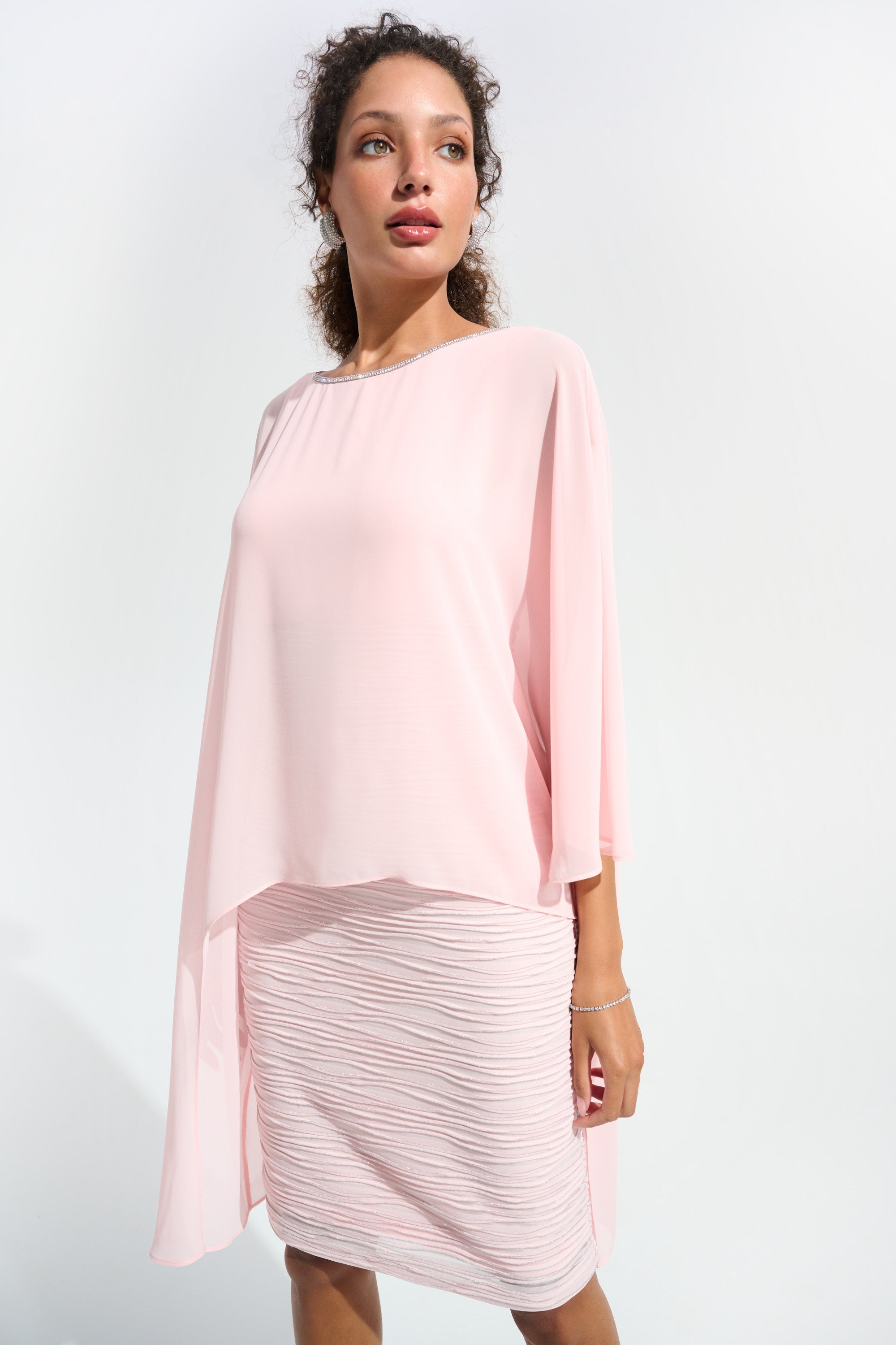 Joseph Ribkoff Sheath Dress With Chiffon Poncho Overlay Style 261707