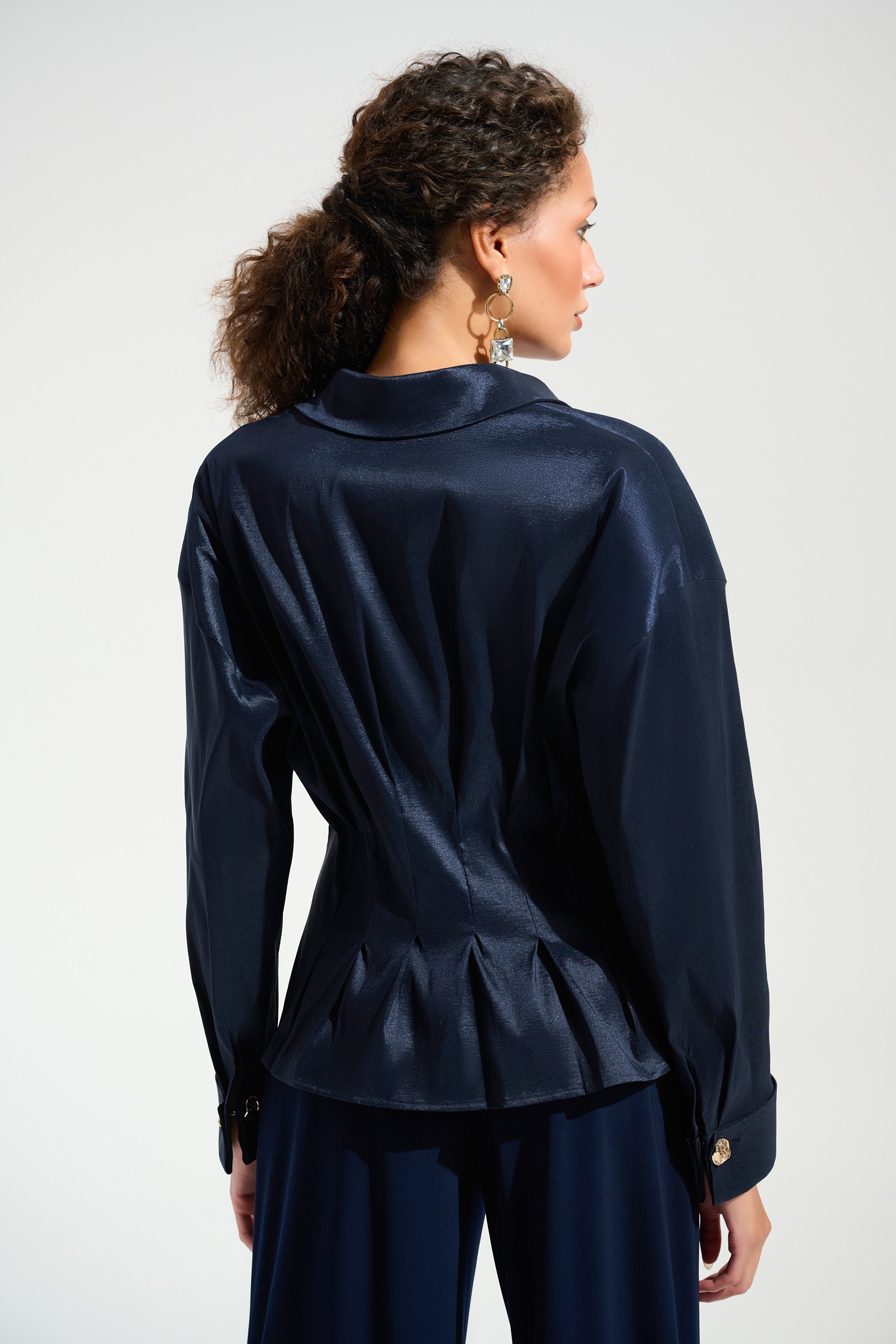 Joseph Ribkoff Fit And Flare Blouse With Chain Link Button Cuffs Style 261742