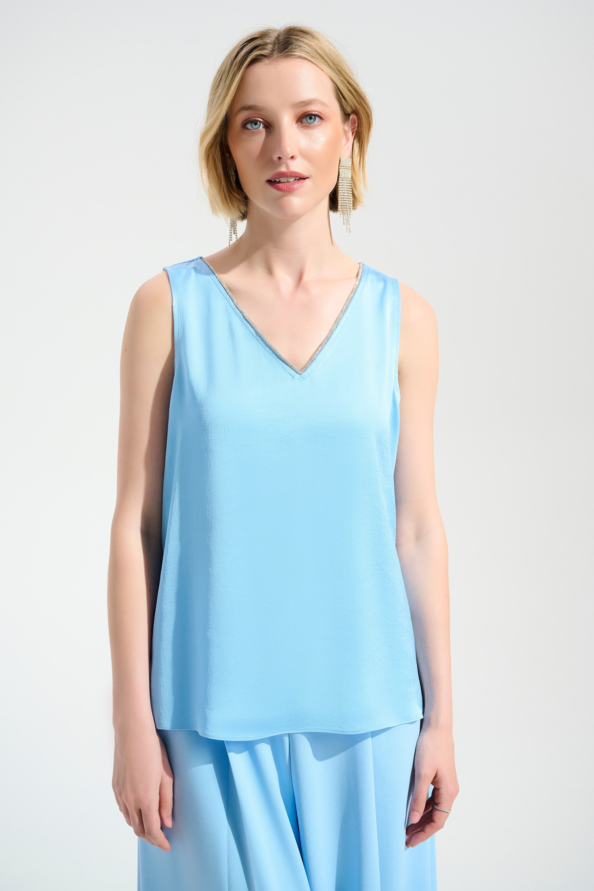 Joseph Ribkoff Straight Top With Rhinestones Trim Style 261782