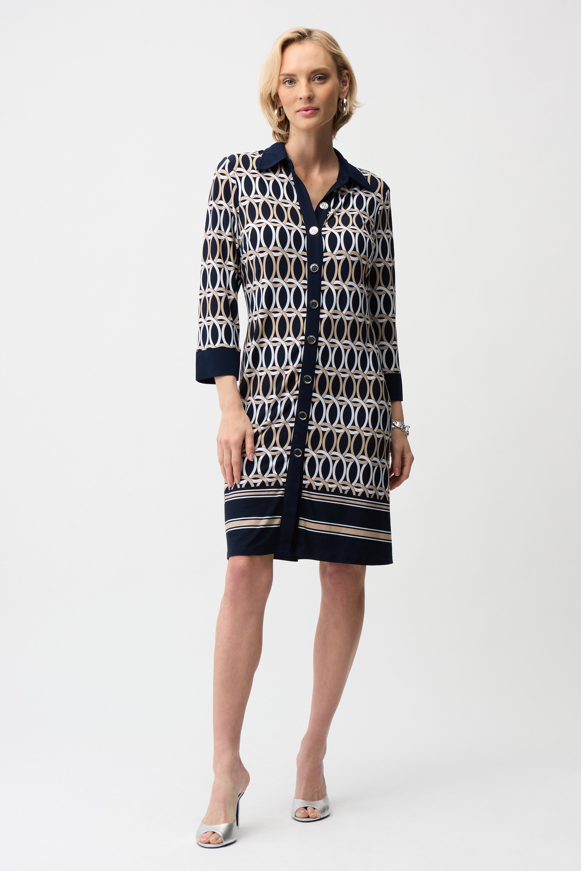 Joseph Ribkoff Geometric Print A-Line Shirt Dress Style 261903