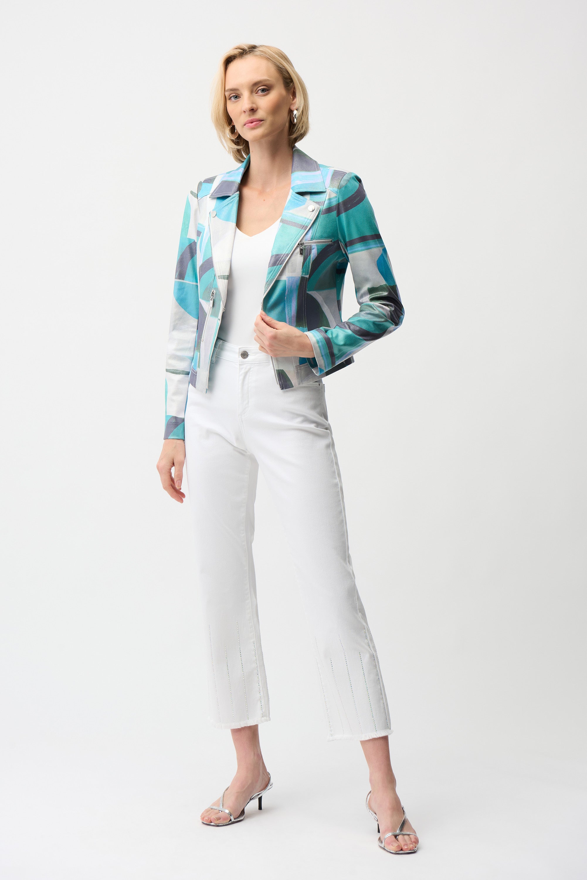 Joseph Ribkoff Geometric Print Fitted Jacket Style 261911