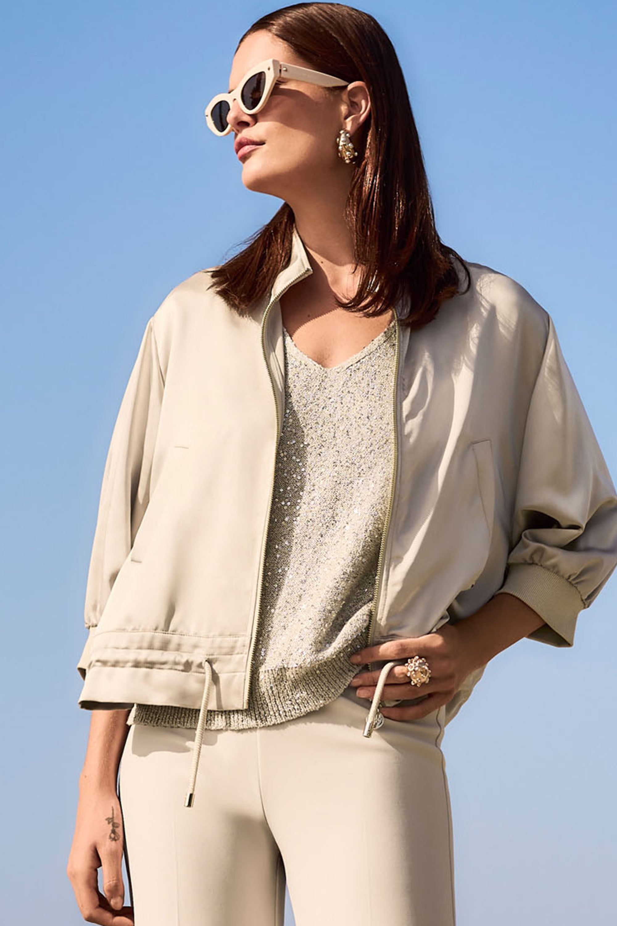 Joseph Ribkoff Boxy Blouson Jacket With Drawstring Hem Style 261913