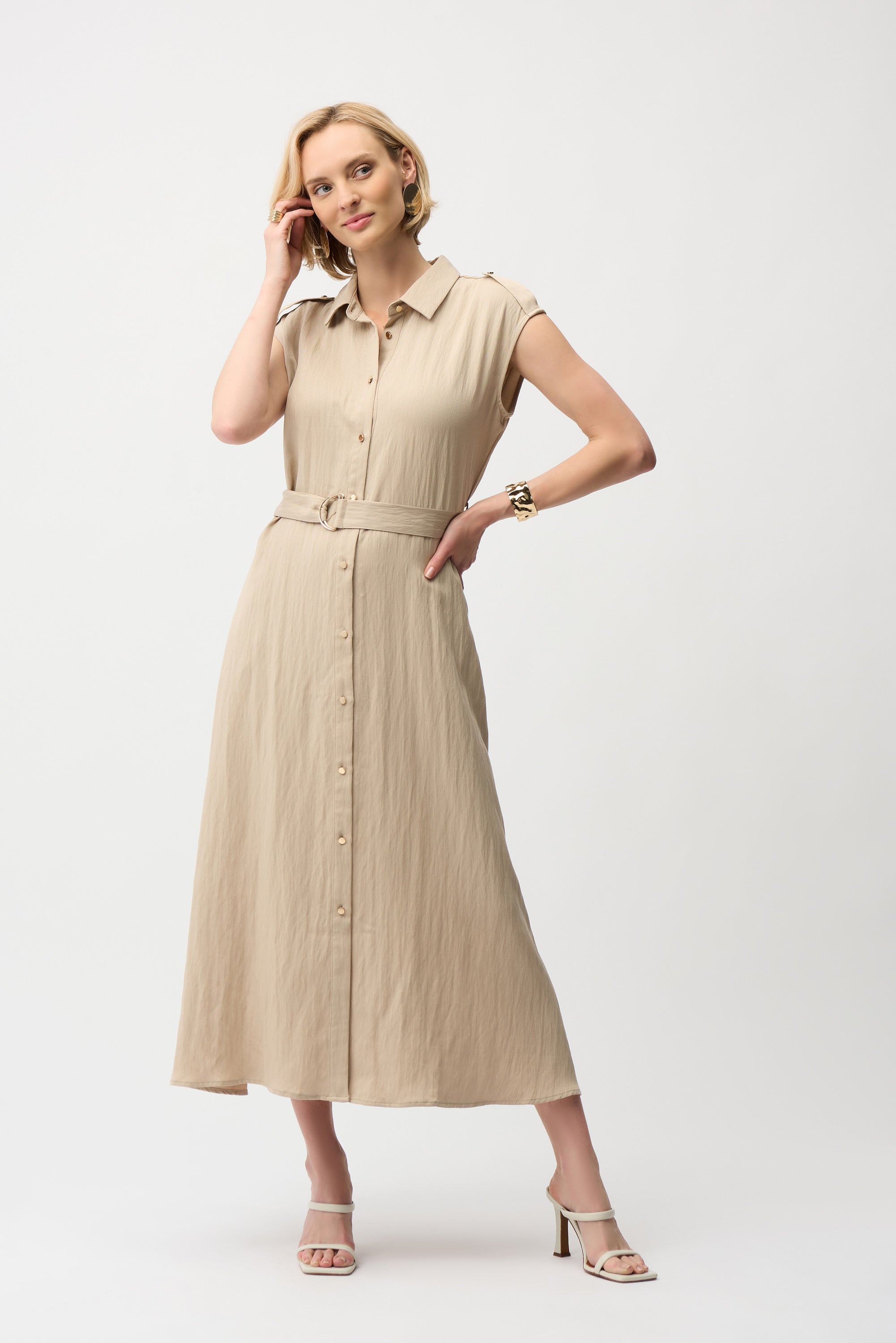 Joseph Ribkoff Textured Woven Shirt Dress with Sash Style 261935
