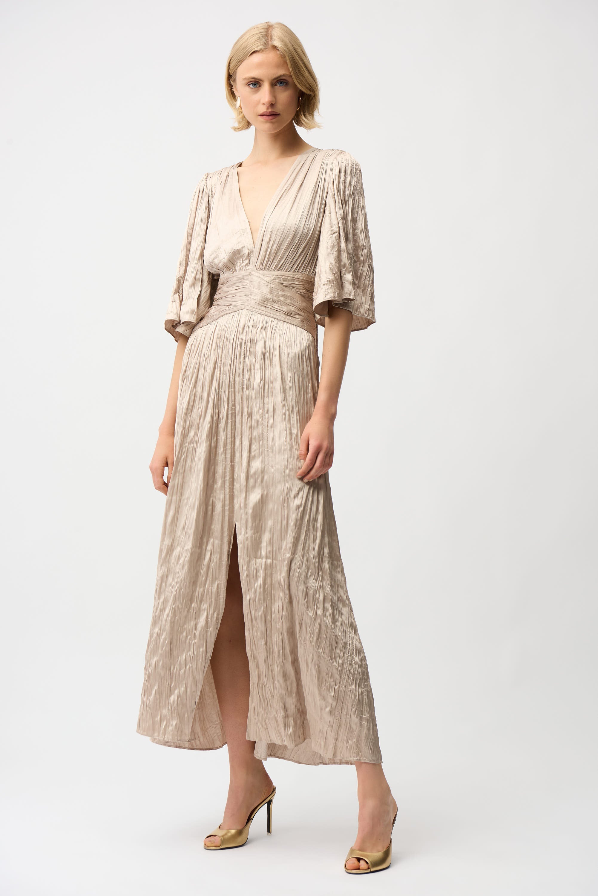 Joseph Ribkoff Fit & Flare Pleated Dress with Knot Waist Detail Style 261962