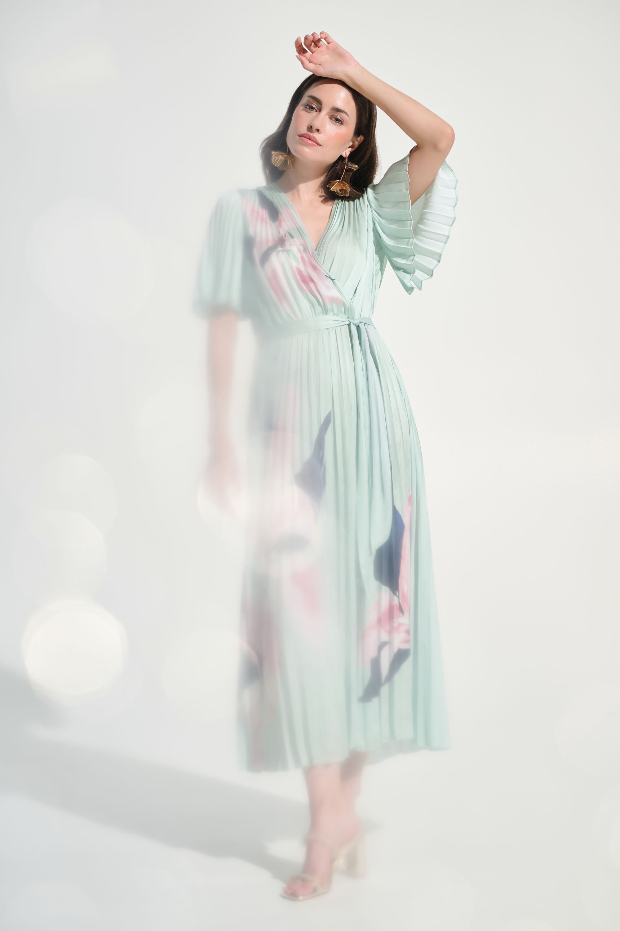Joseph Ribkoff Pleated Floral Maxi Wrap Dress Style 262712