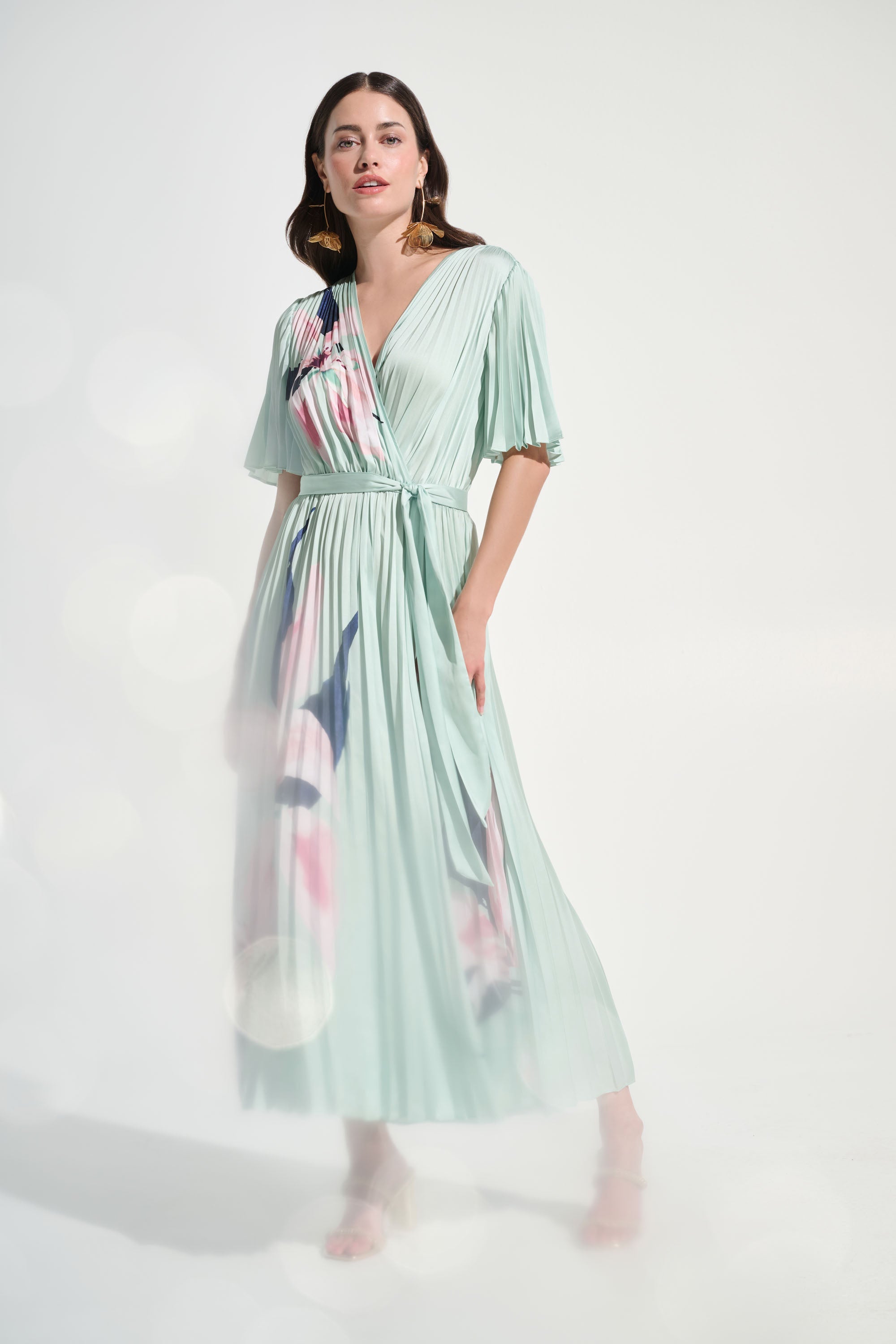 Joseph Ribkoff Pleated Floral Maxi Wrap Dress Style 262712