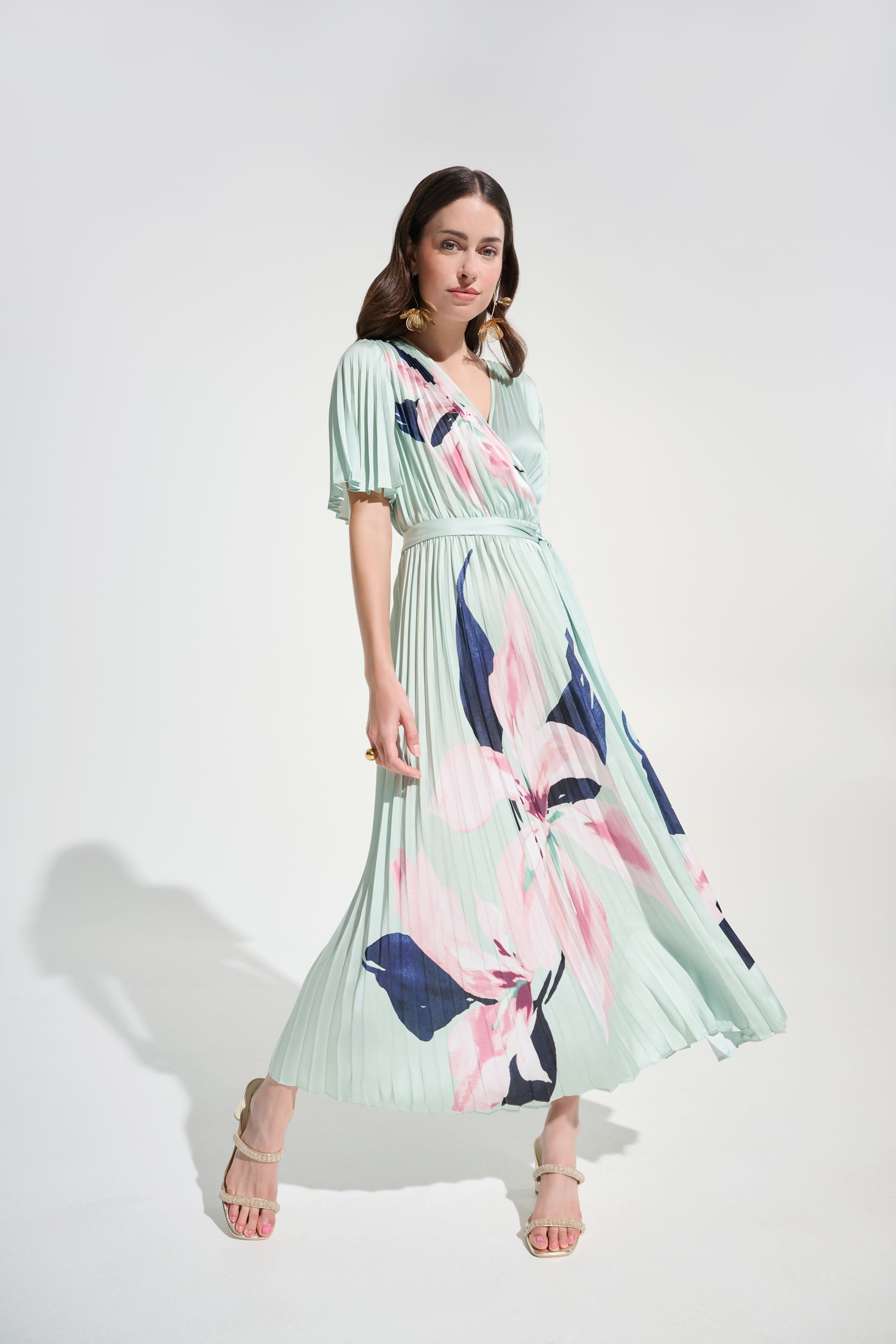 Joseph Ribkoff Pleated Floral Maxi Wrap Dress Style 262712