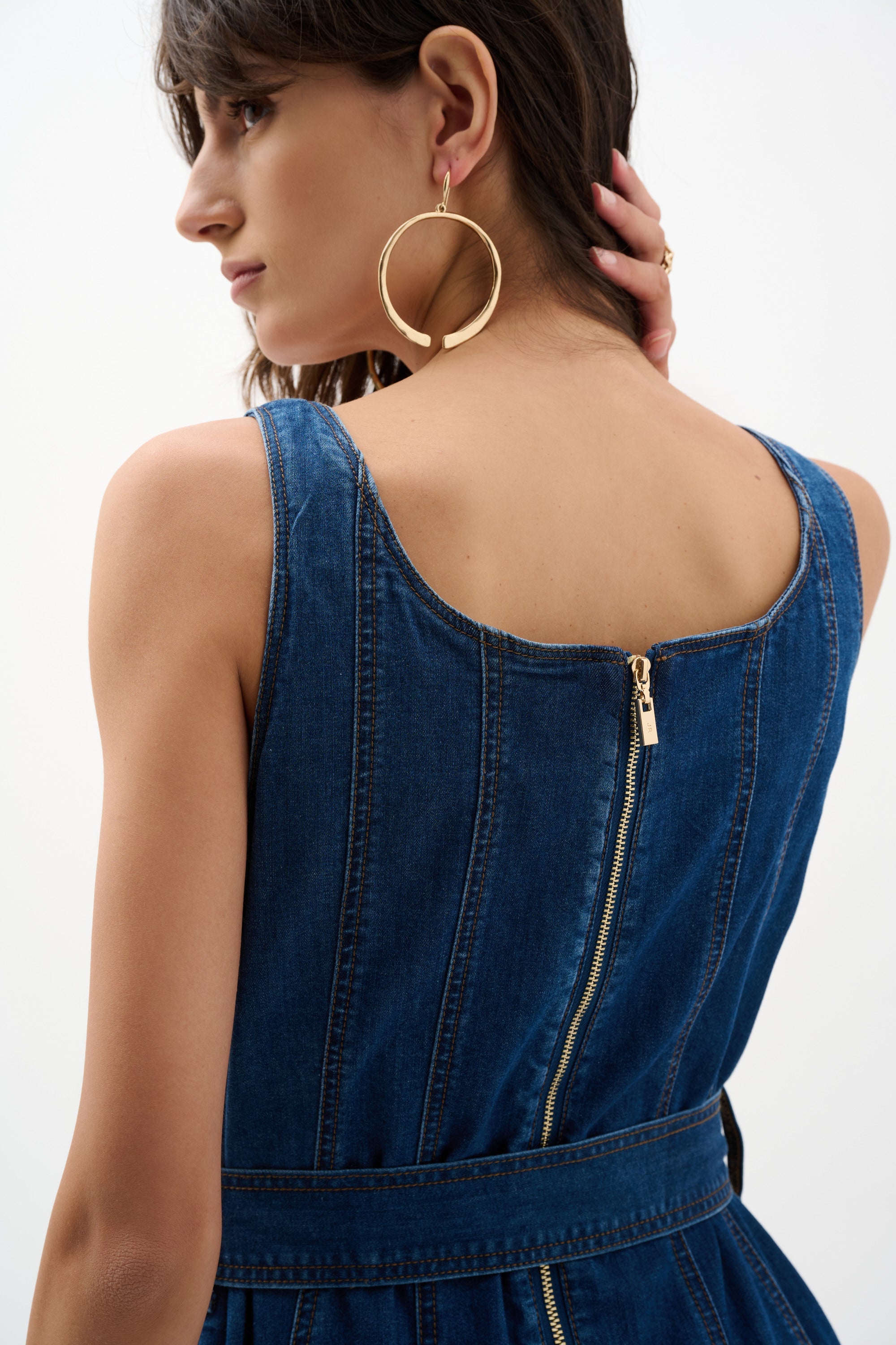 Joseph Ribkoff Denim Fit And Flare Midi Dress With Belt Style 262901